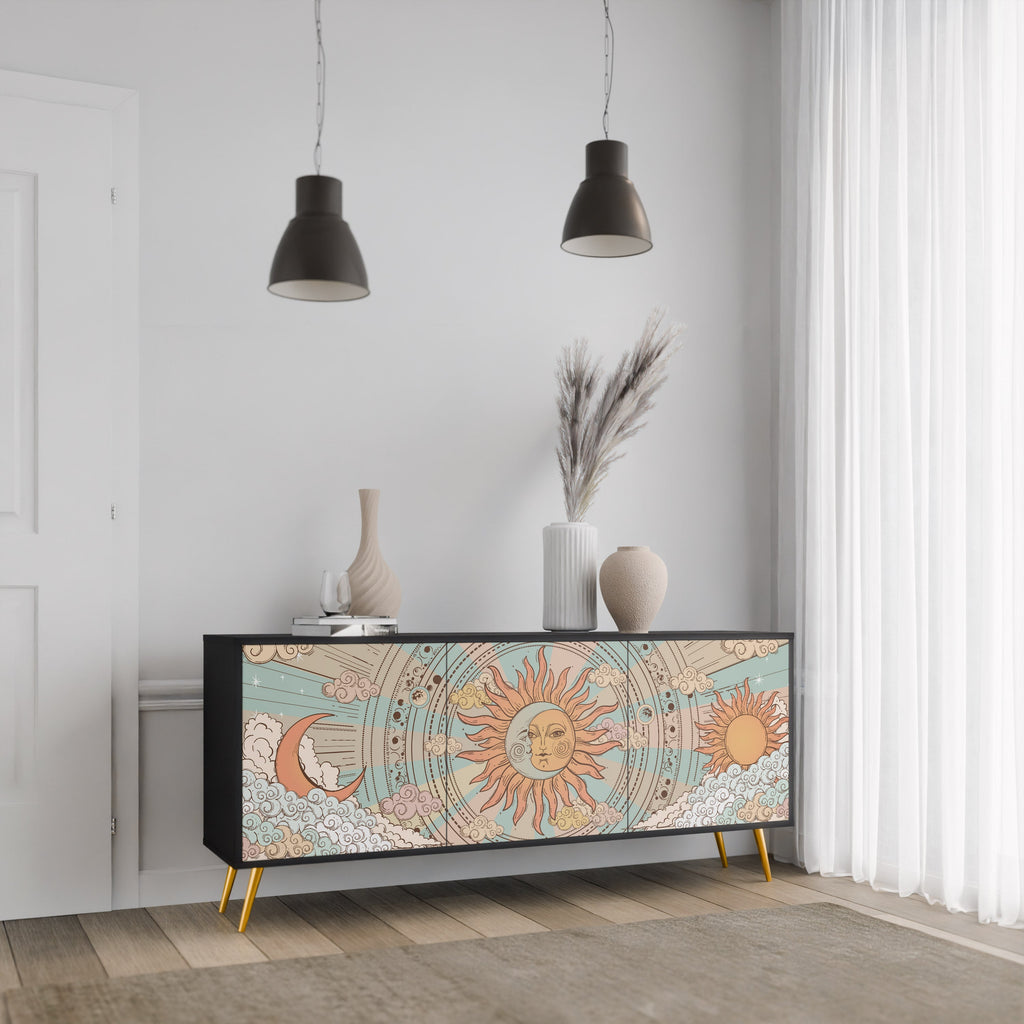 MYSTICAL STRUCTURE 3-Door Sideboard in Black Finish