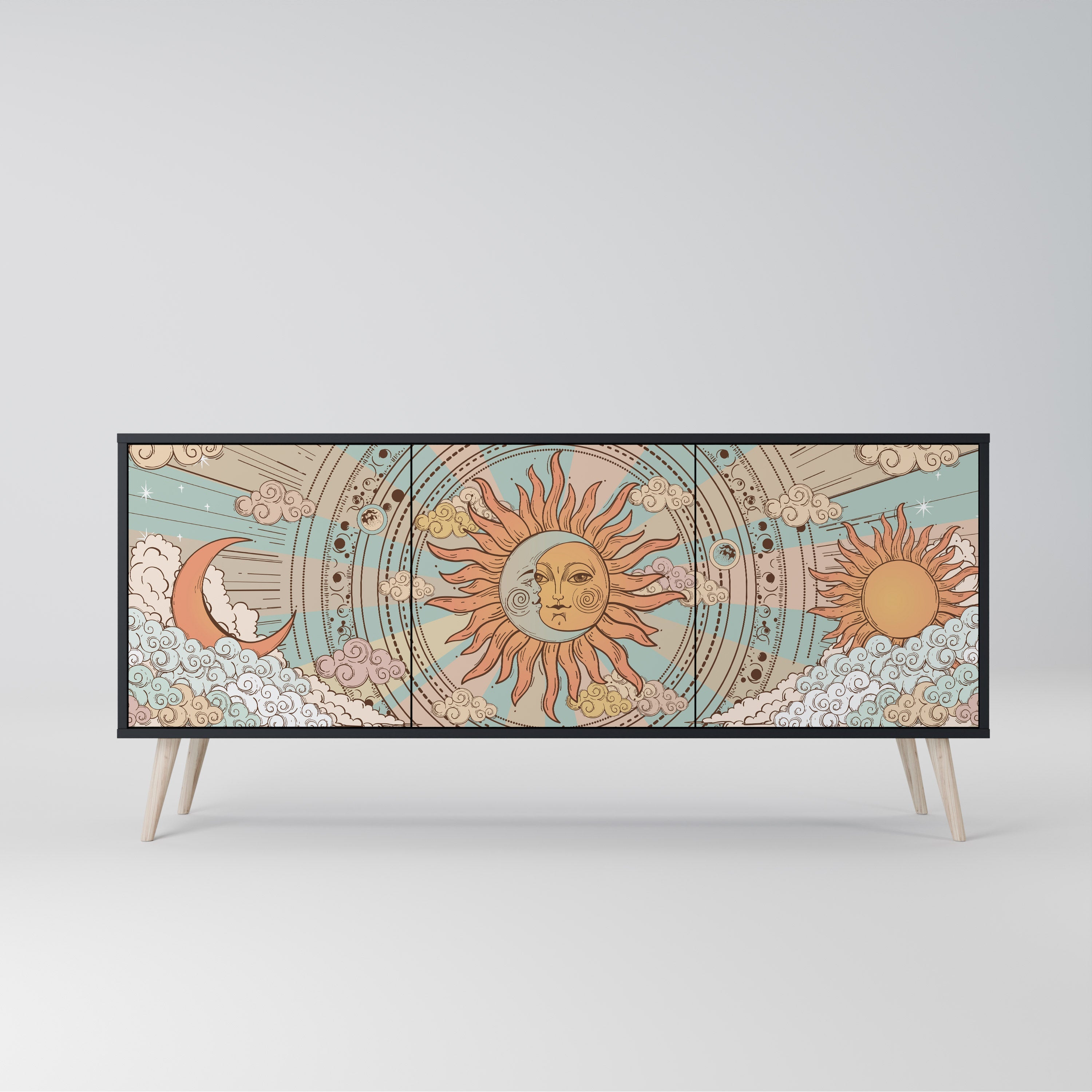 MYSTICAL STRUCTURE Aparador de 3 Portas em Acabamento Preto