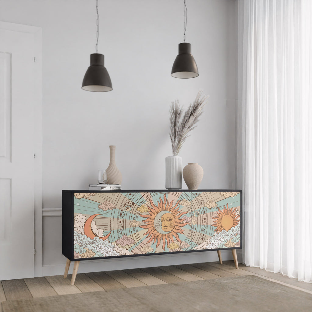 MYSTICAL STRUCTURE 3-Door Sideboard in Black Finish