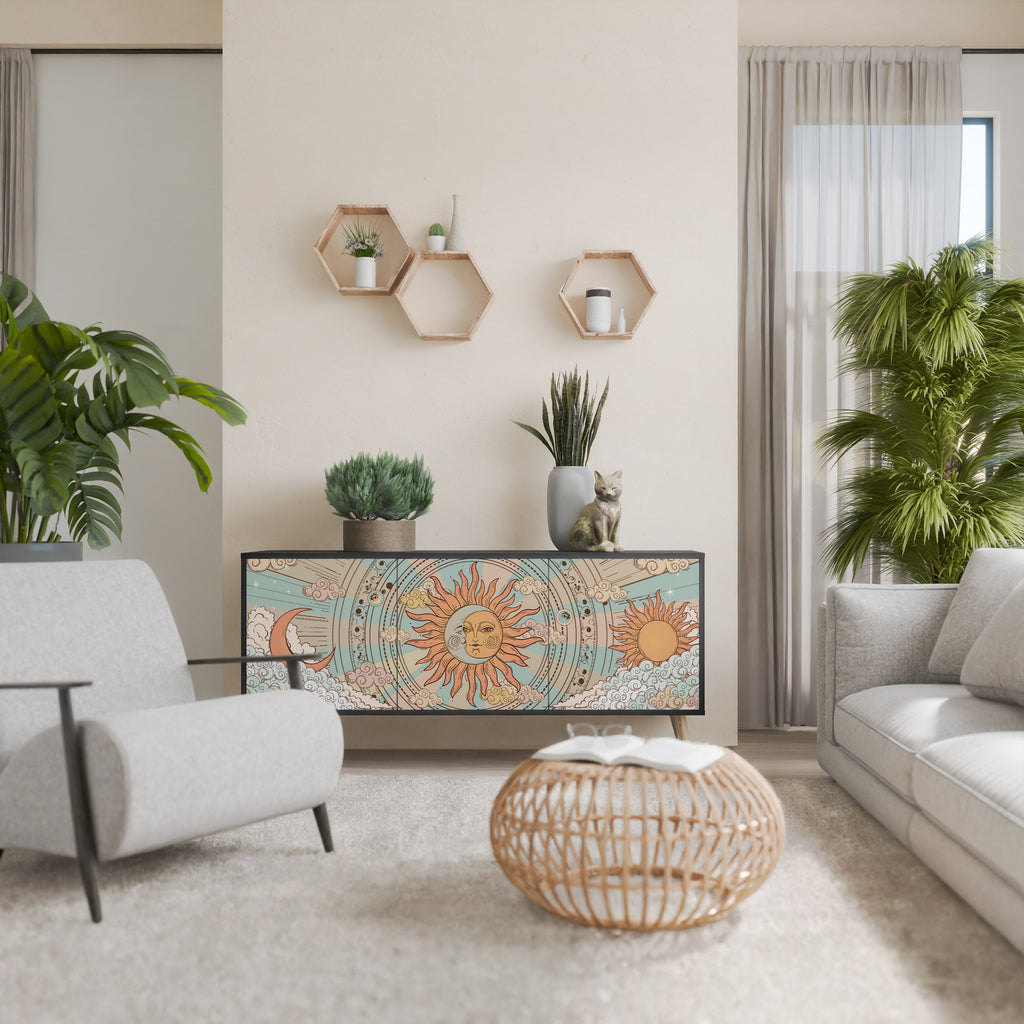 MYSTICAL STRUCTURE 3-Door Sideboard in Black Finish