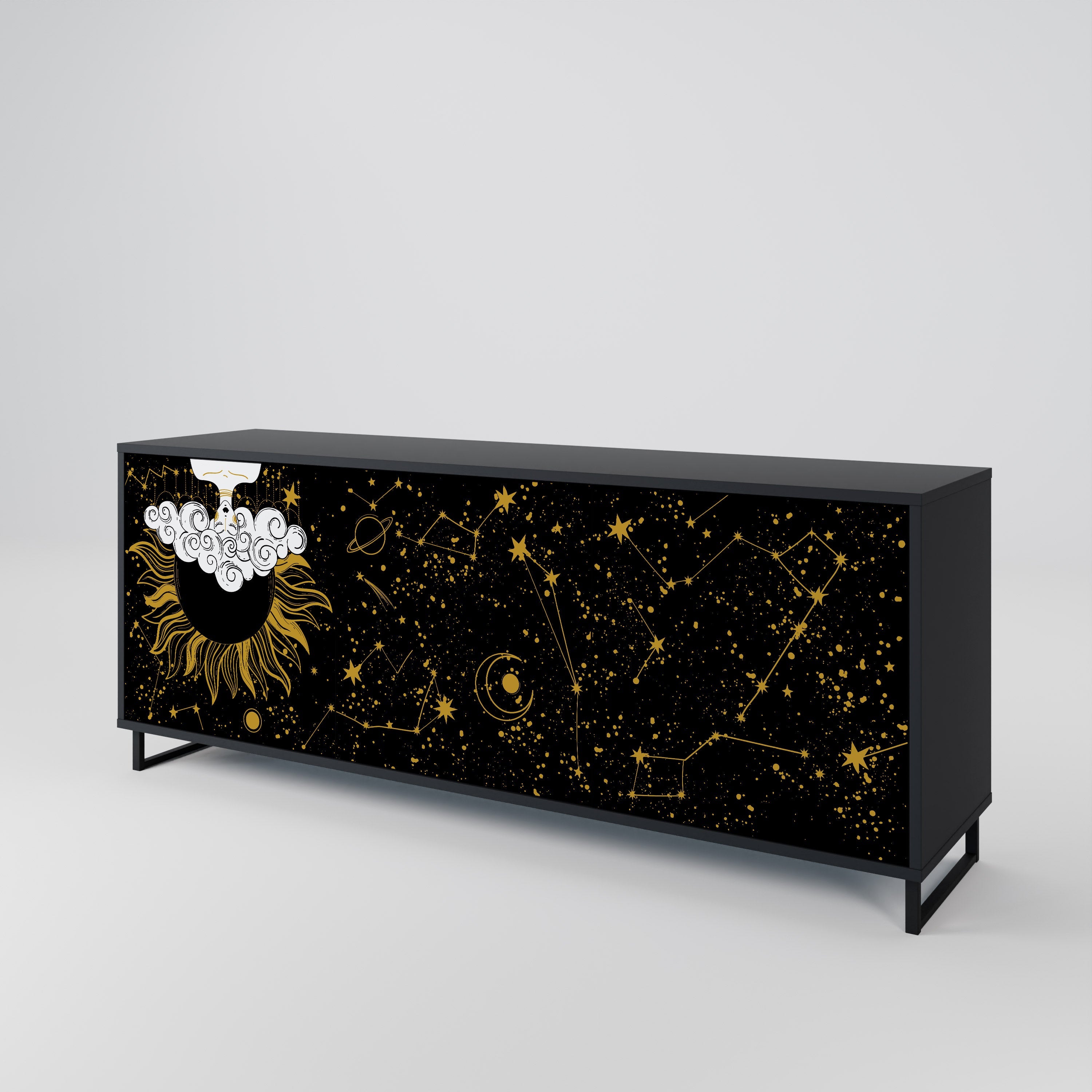 STELLAR CONSTELLATIONS 3-Door Sideboard in Black Finish