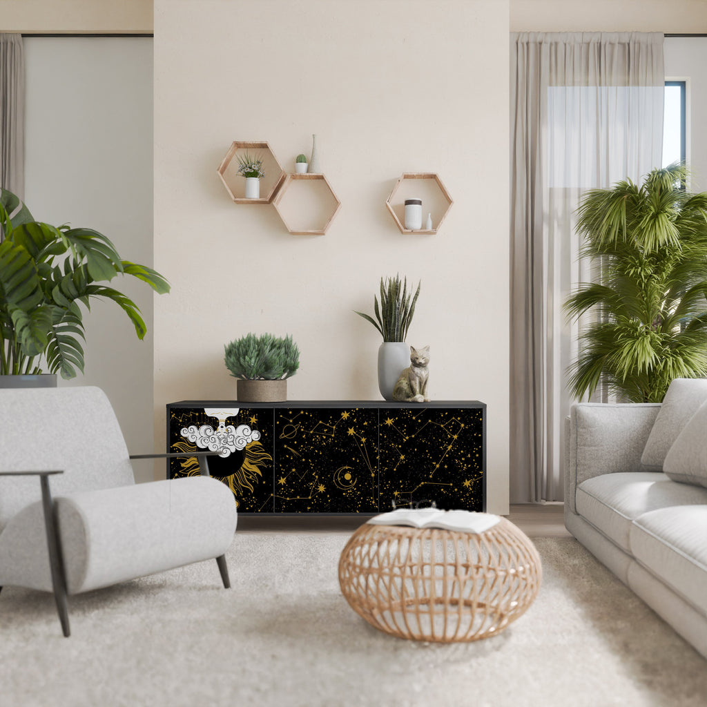 STELLAR CONSTELLATIONS 3-Door Sideboard in Black Finish