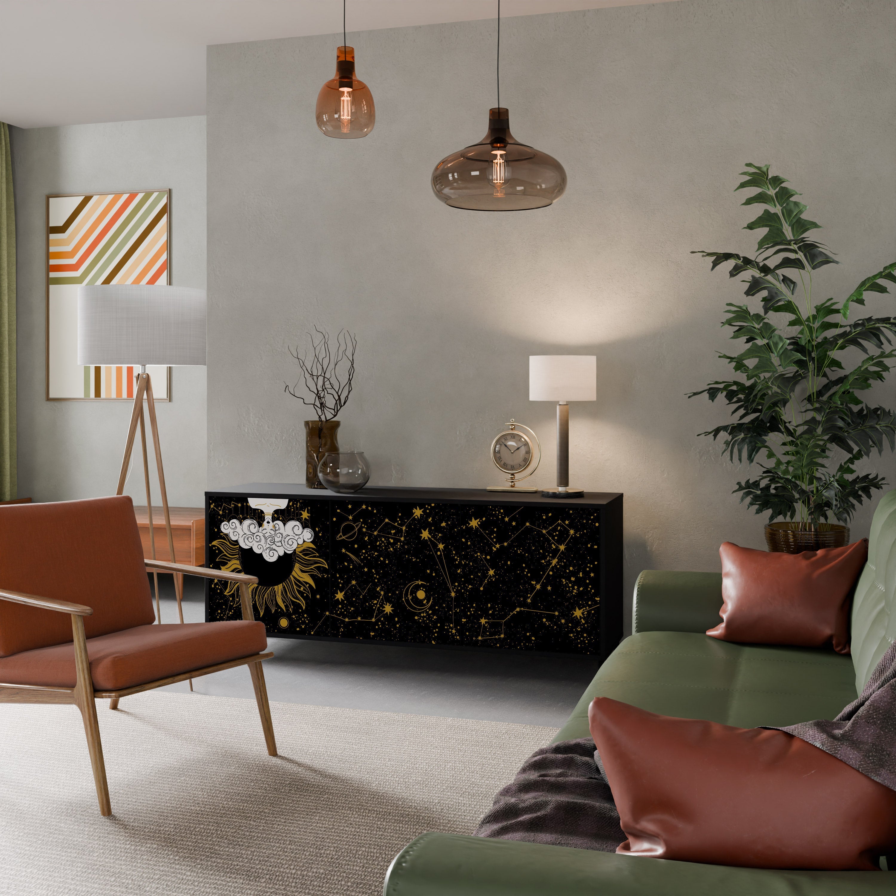 STELLAR CONSTELLATIONS 3-Door Sideboard in Black Finish