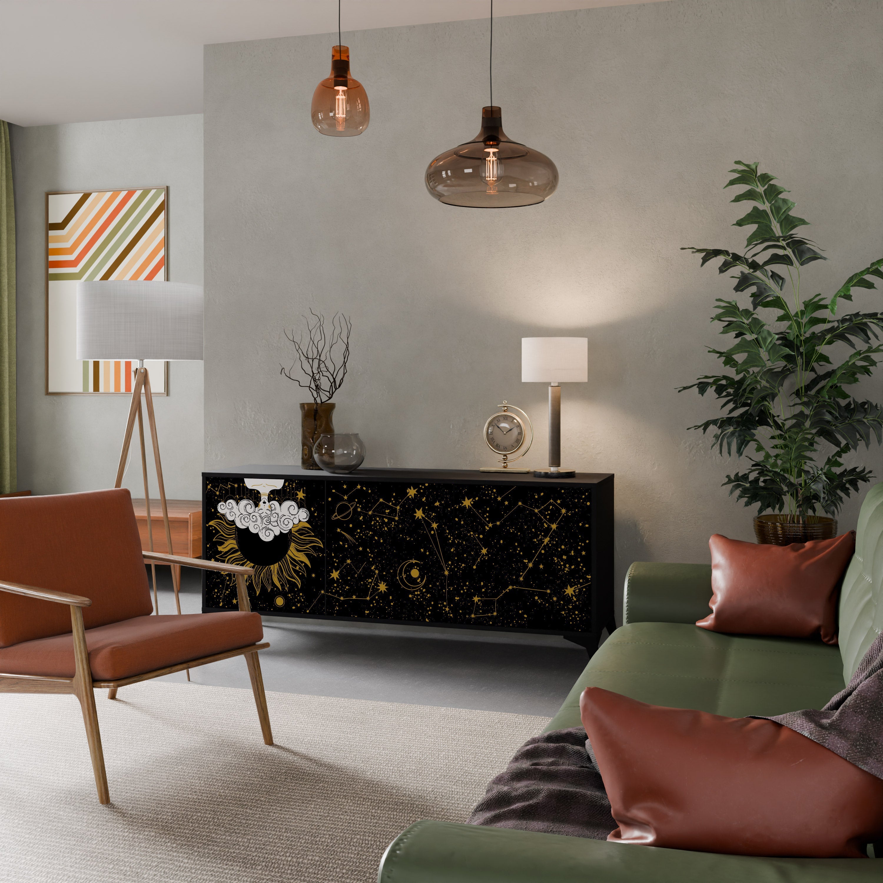 STELLAR CONSTELLATIONS 3-Door Sideboard in Black Finish