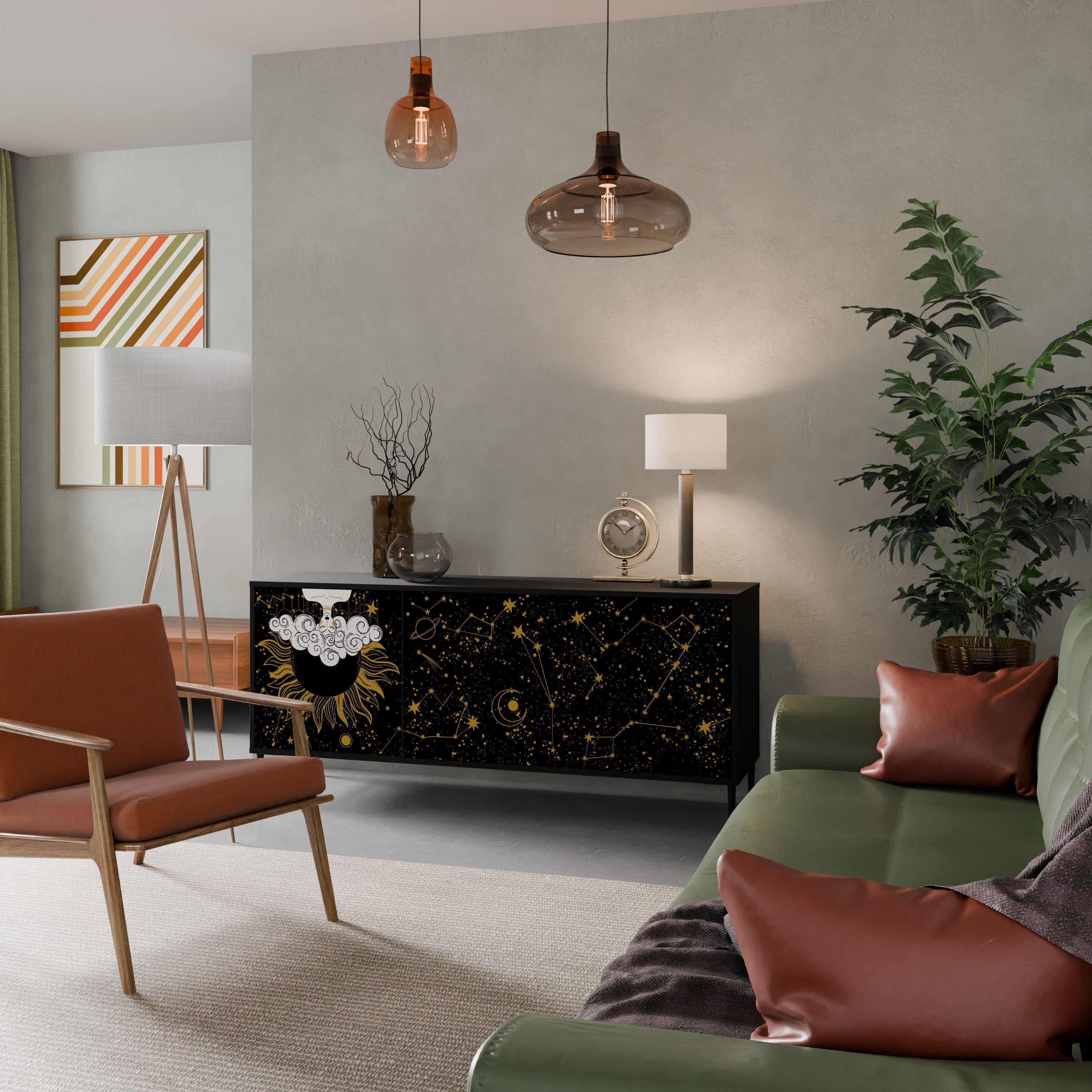 STELLAR CONSTELLATIONS Aparador de 3 Portas em Acabamento Preto