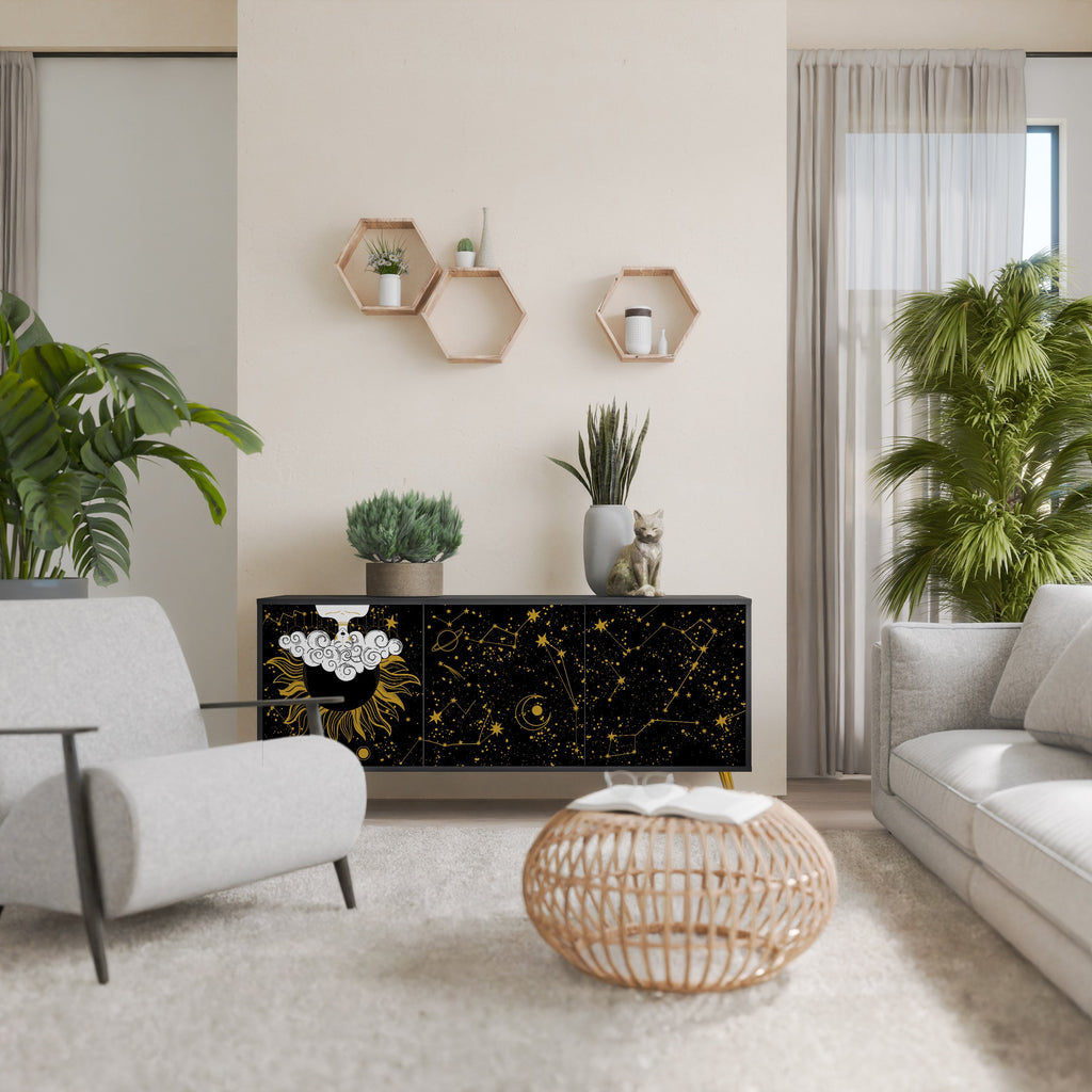 STELLAR CONSTELLATIONS 3-Door Sideboard in Black Finish