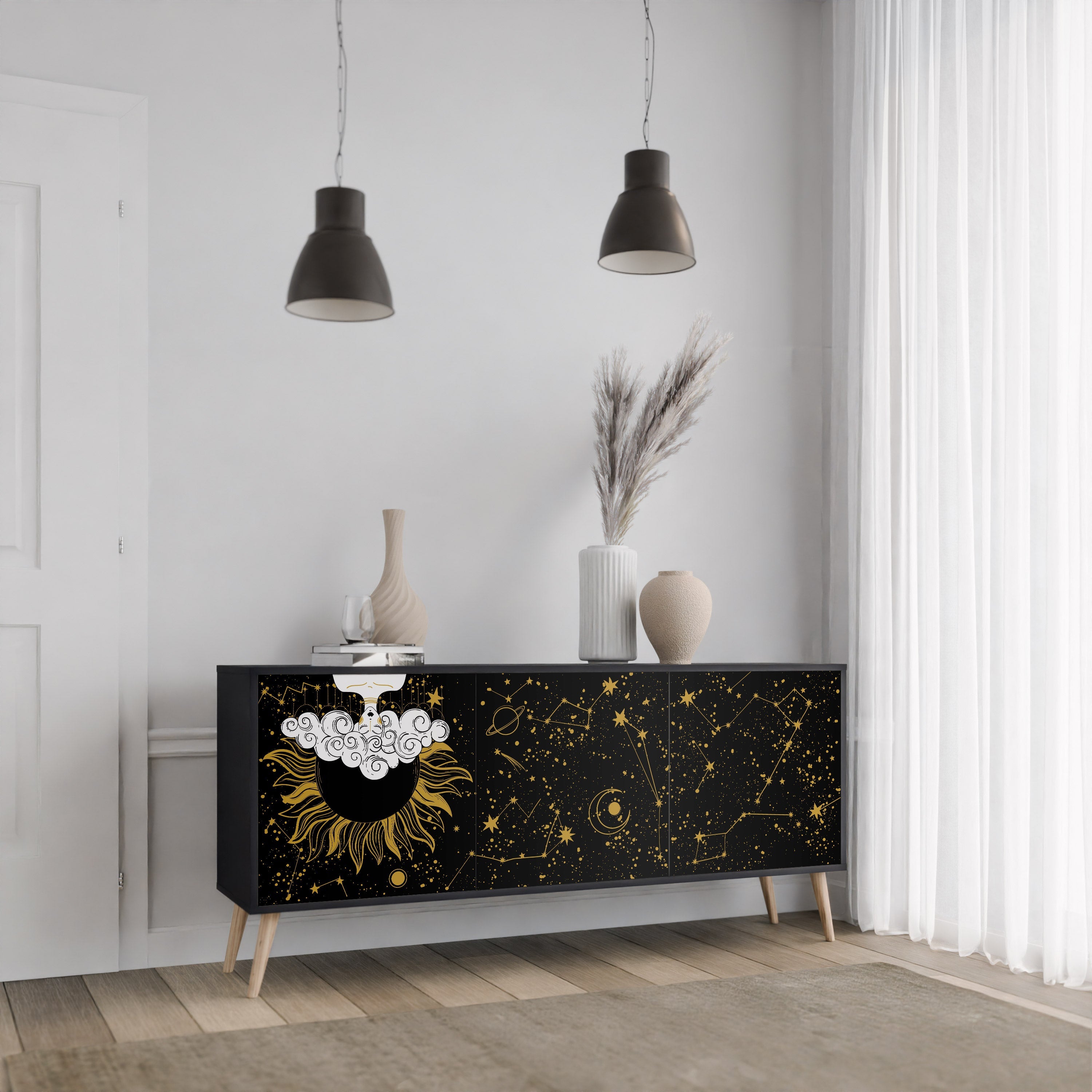 STELLAR CONSTELLATIONS 3-Door Sideboard in Black Finish