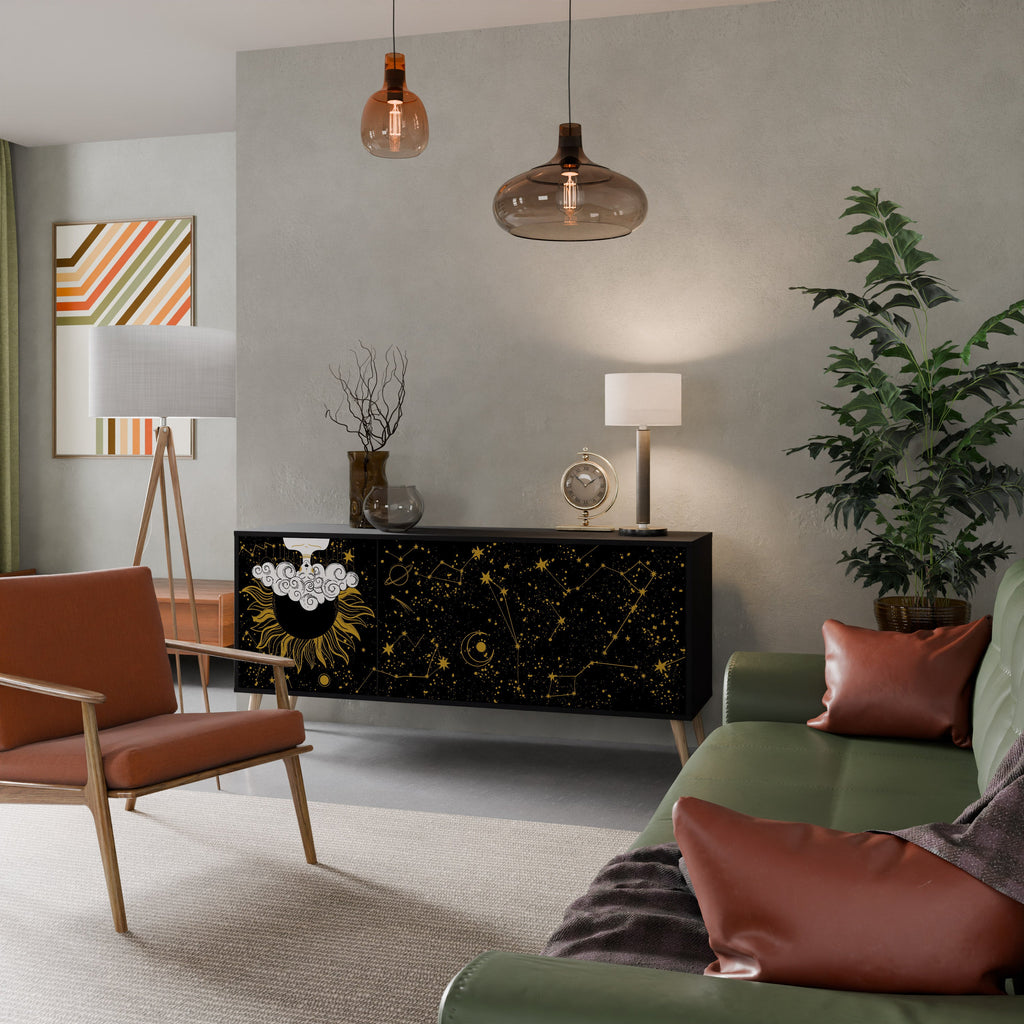 STELLAR CONSTELLATIONS 3-Door Sideboard in Black Finish