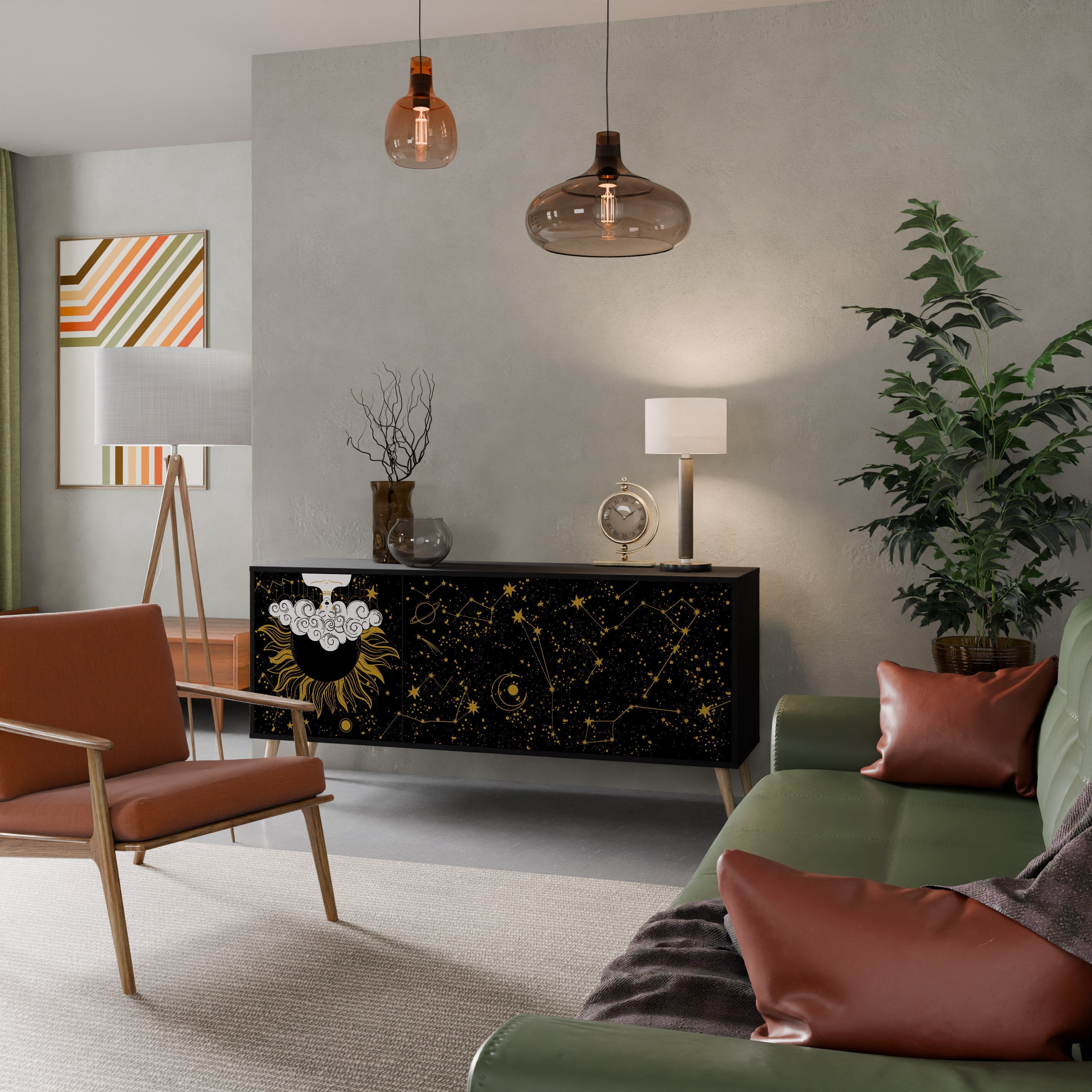 STELLAR CONSTELLATIONS 3-Door Sideboard in Black Finish