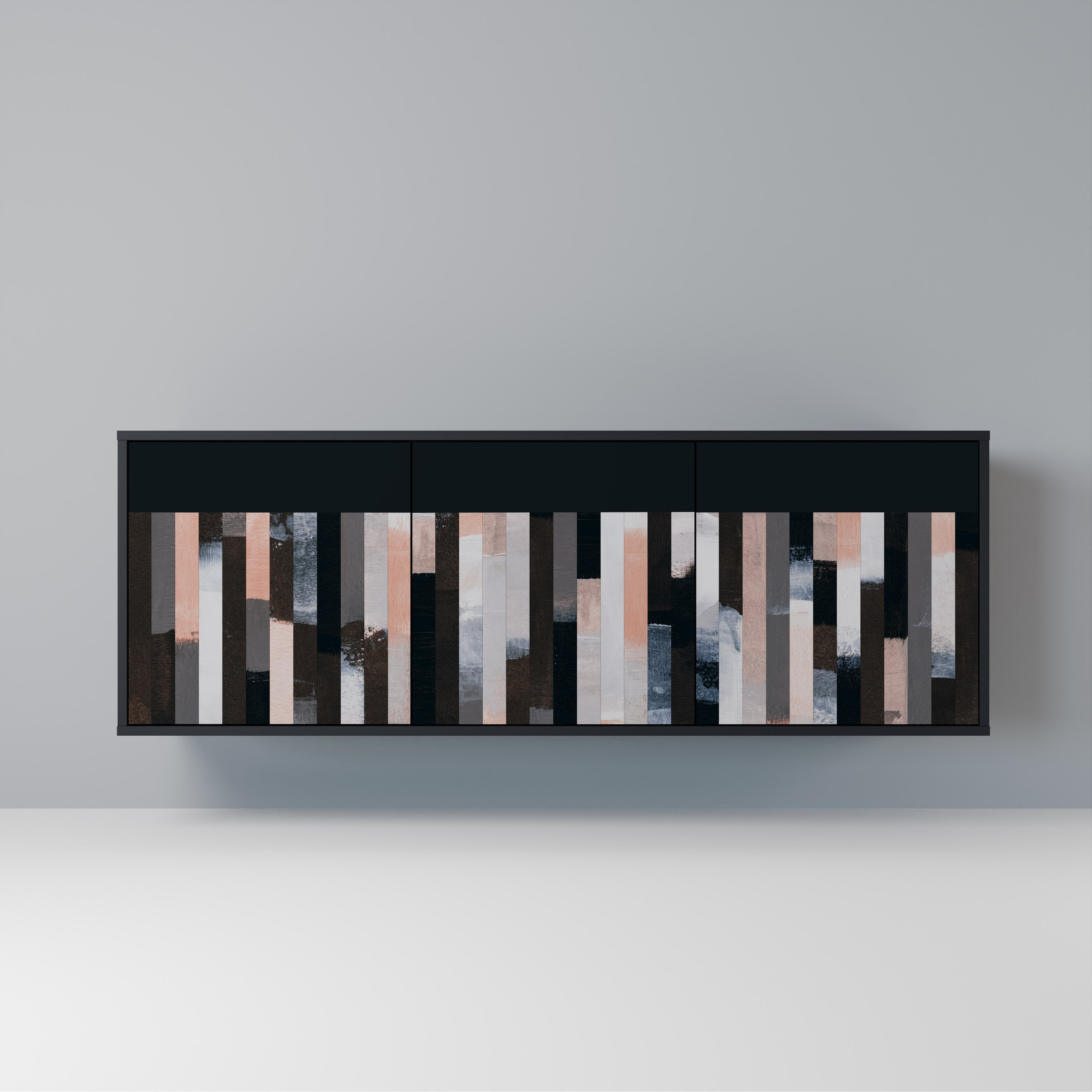 COLLAGE OF RECTANGLES Aparador de 3 Portas em Acabamento Preto