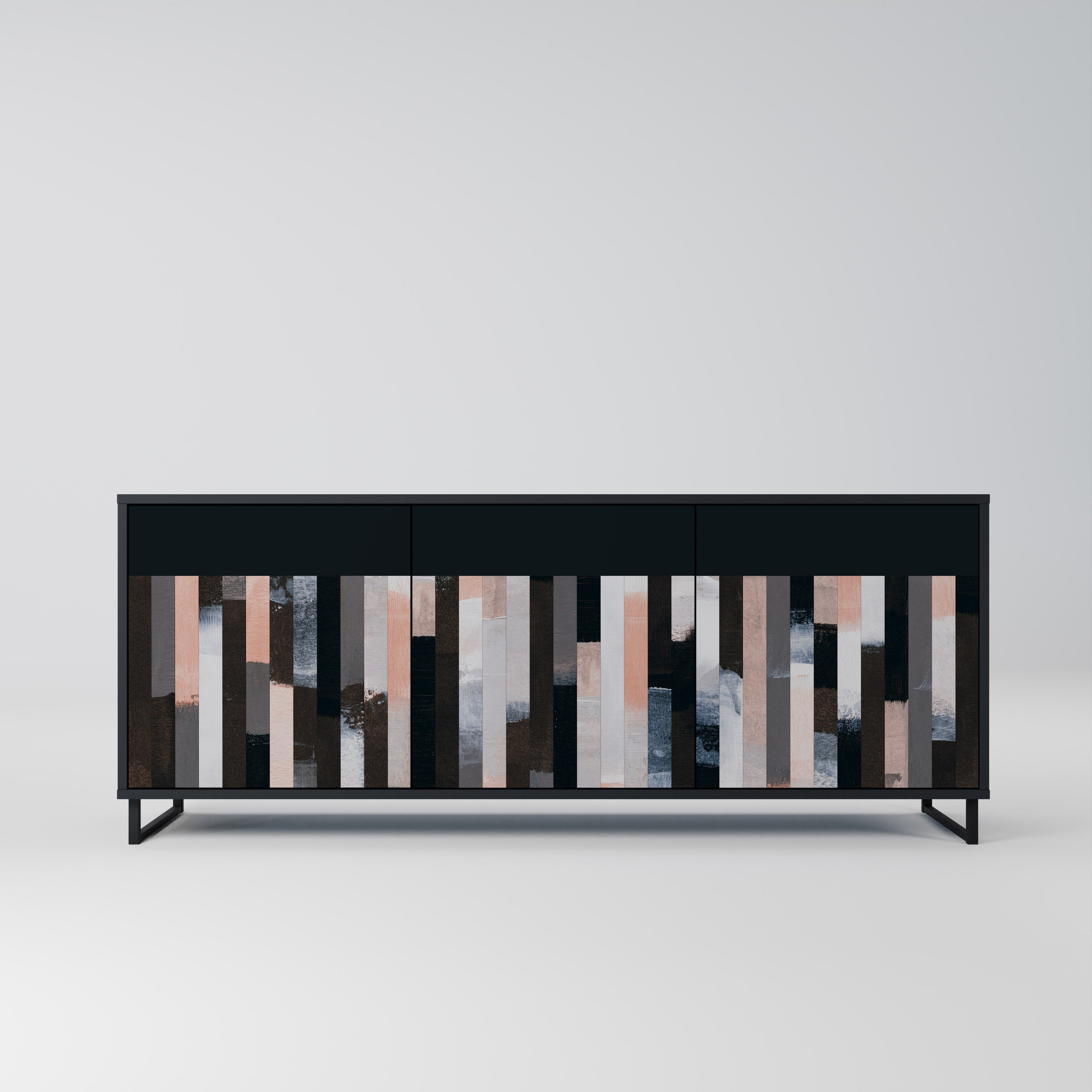 COLLAGE OF RECTANGLES Aparador de 3 Portas em Acabamento Preto