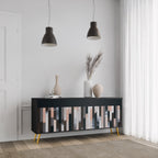 COLLAGE OF RECTANGLES Aparador de 3 Portas em Acabamento Preto