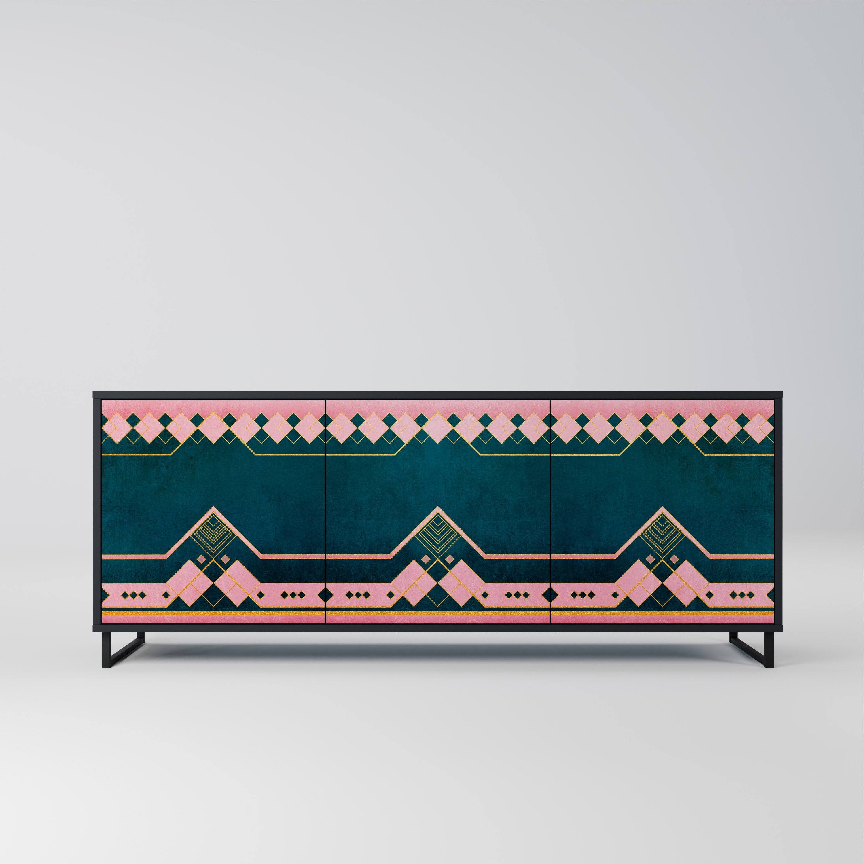 ROYAL COMPOSITION Aparador de 3 Portas em Acabamento Preto