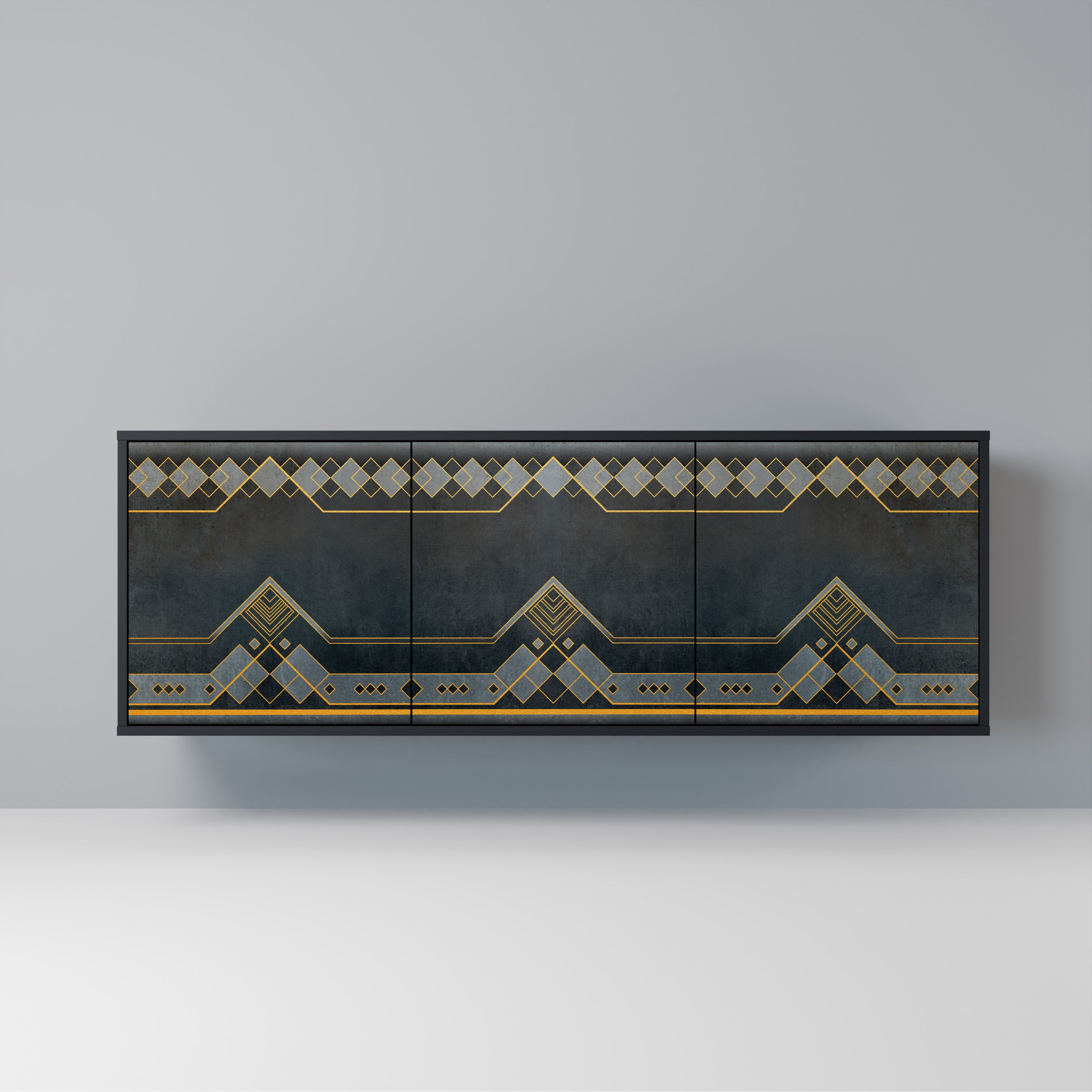 ROYAL ORDINARINESS Aparador de 3 Portas em Acabamento Preto