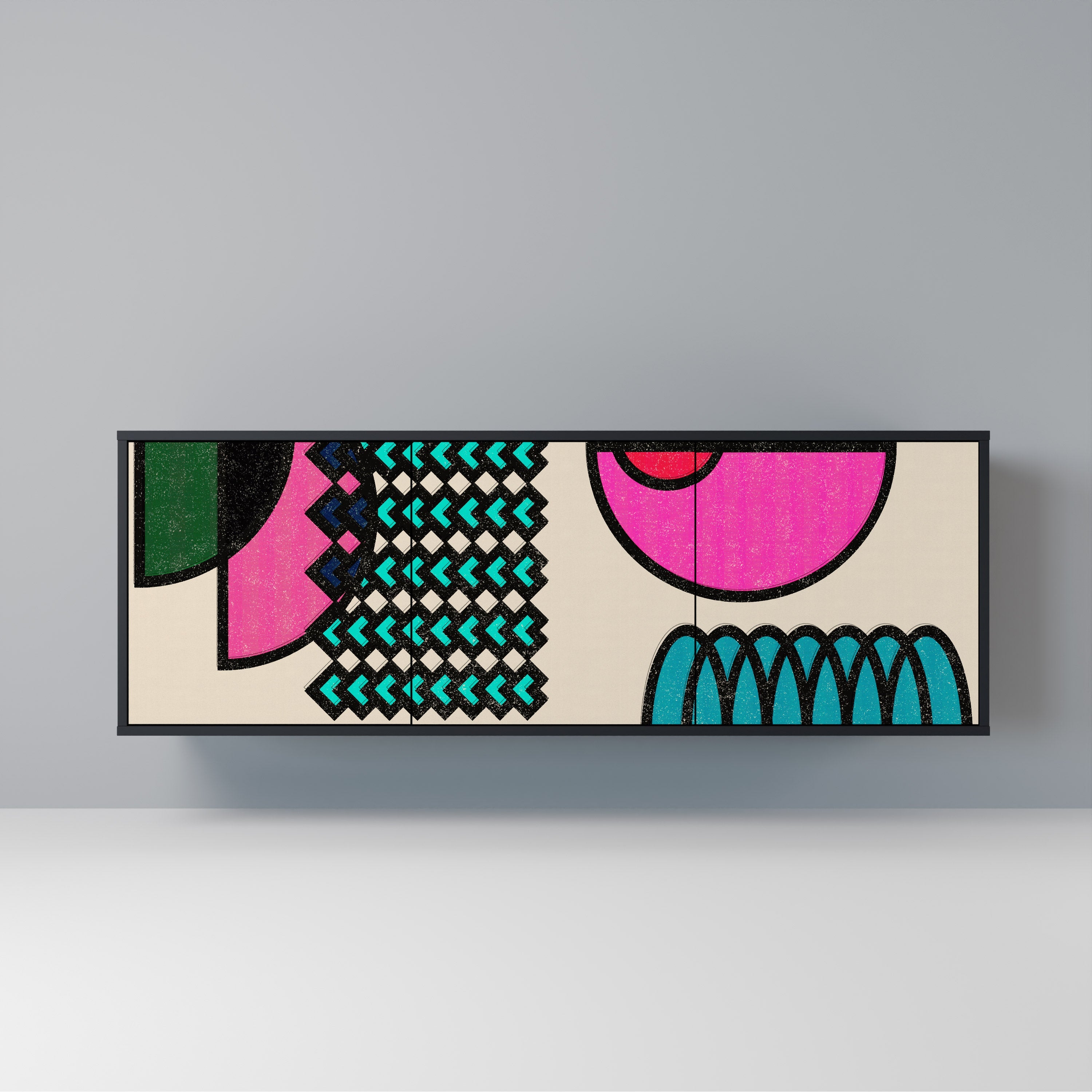 GEOMETRIC RHAPSODY Aparador de 3 Portas em Acabamento Preto