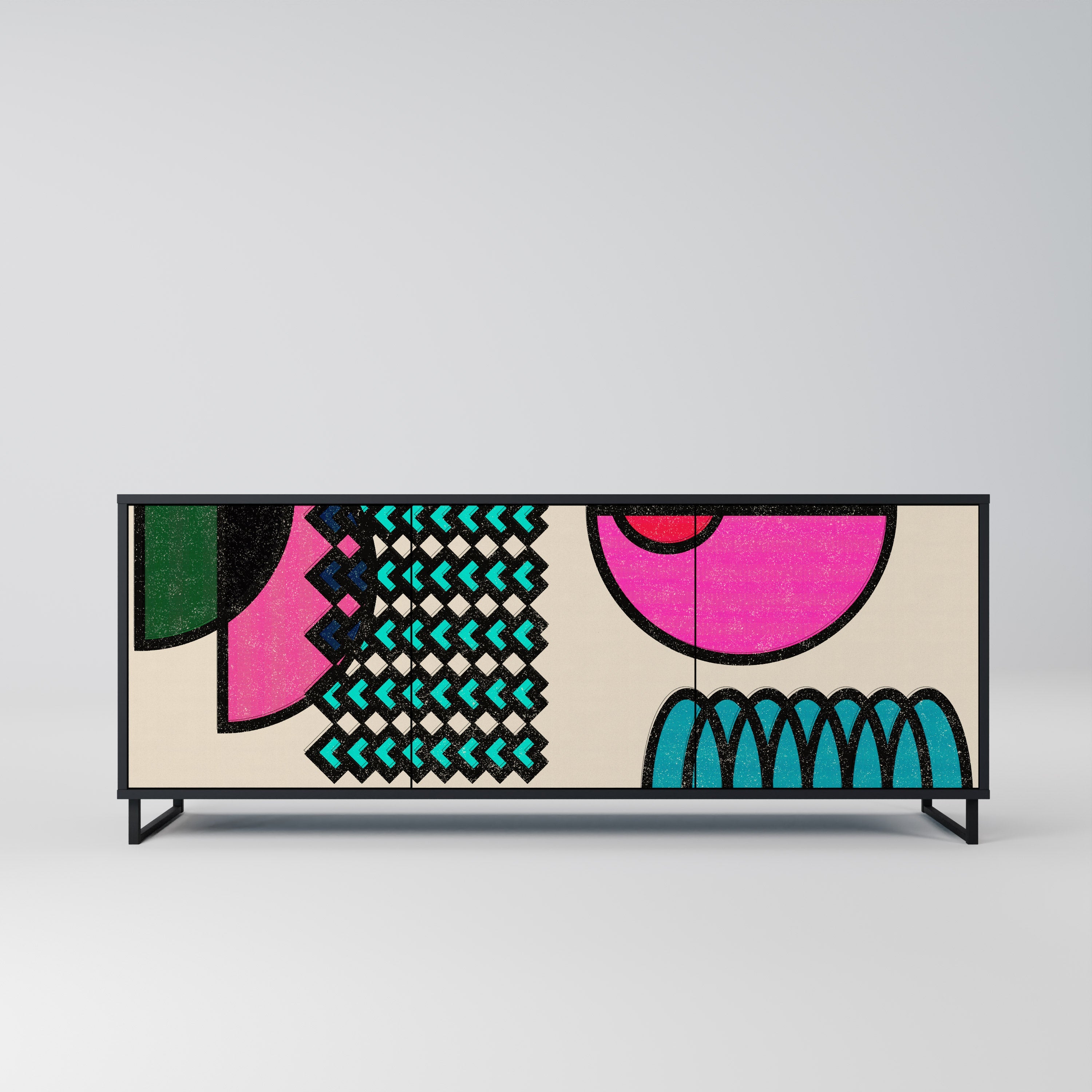 GEOMETRIC RHAPSODY Aparador de 3 Portas em Acabamento Preto