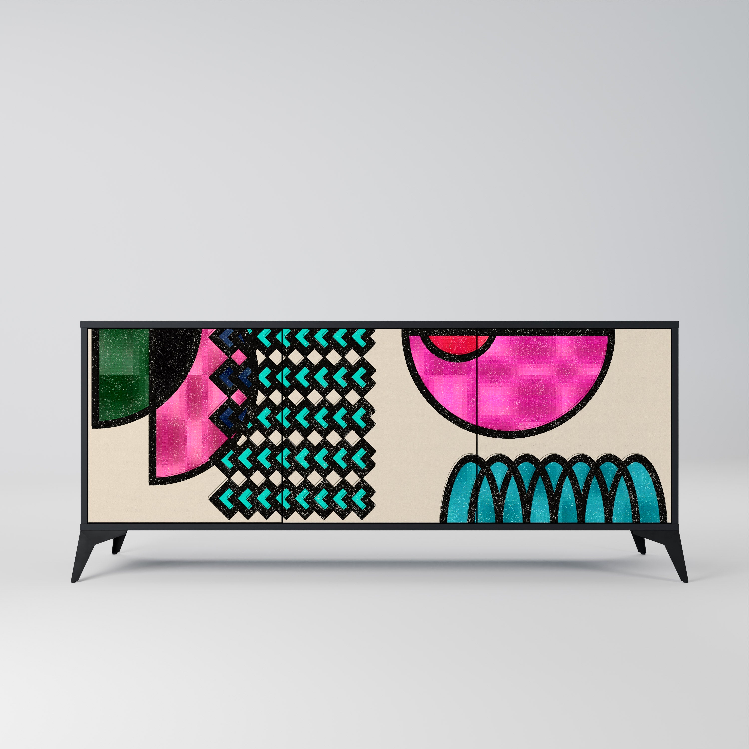 GEOMETRIC RHAPSODY Aparador de 3 Portas em Acabamento Preto