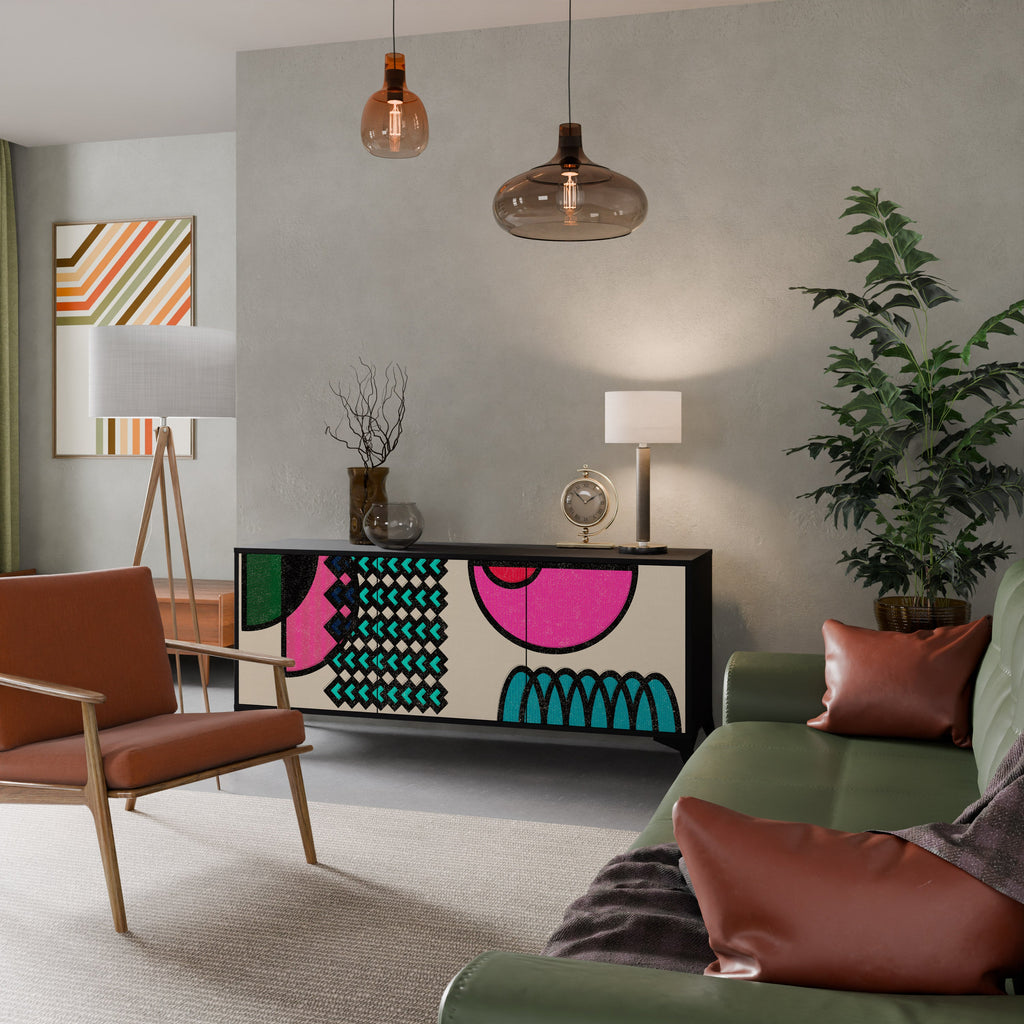 GEOMETRIC RHAPSODY Aparador de 3 Portas em Acabamento Preto