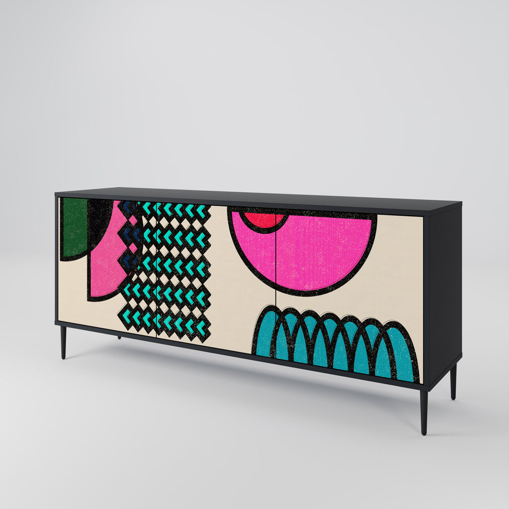 GEOMETRIC RHAPSODY Aparador de 3 Portas em Acabamento Preto