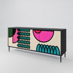 GEOMETRIC RHAPSODY Aparador de 3 Portas em Acabamento Preto