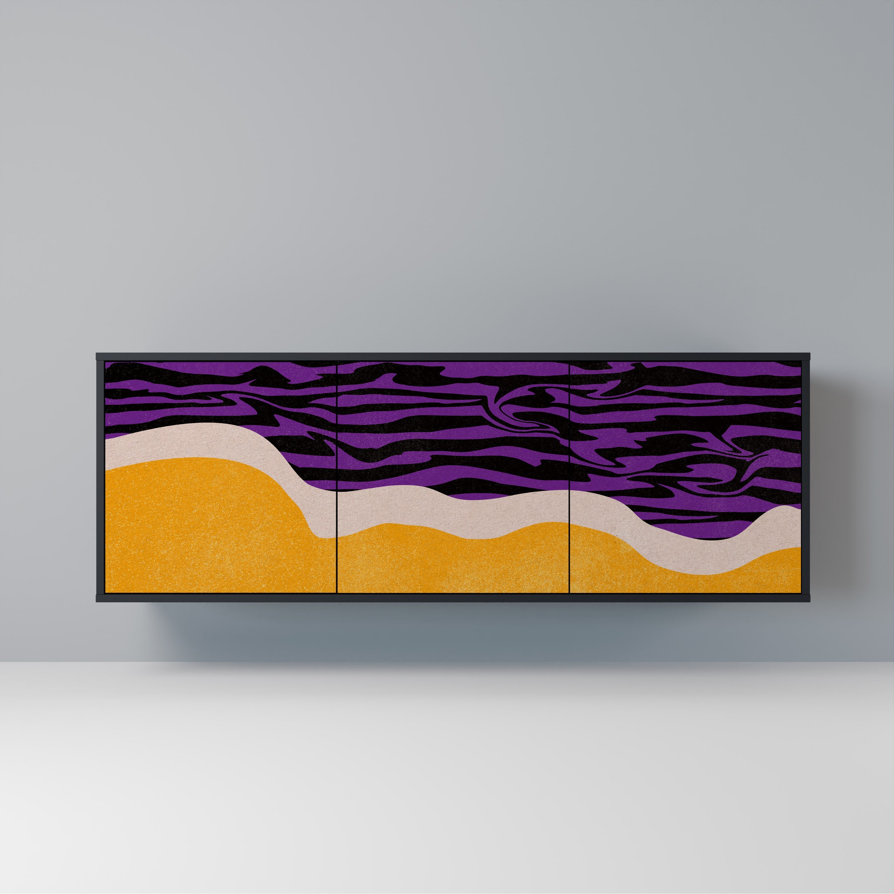 INDEPENDENT BORDER Aparador de 3 Portas em Acabamento Preto