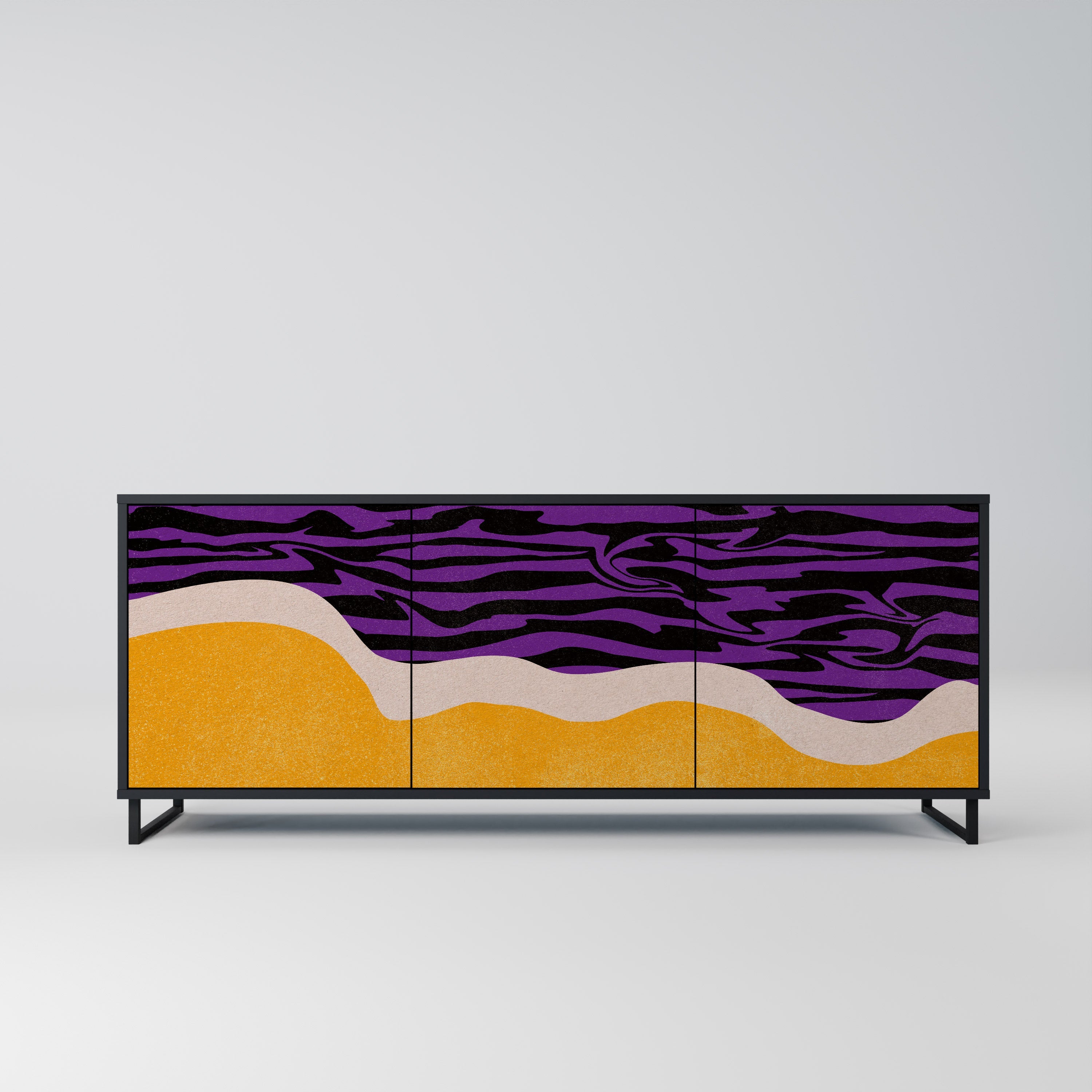 INDEPENDENT BORDER Aparador de 3 Portas em Acabamento Preto