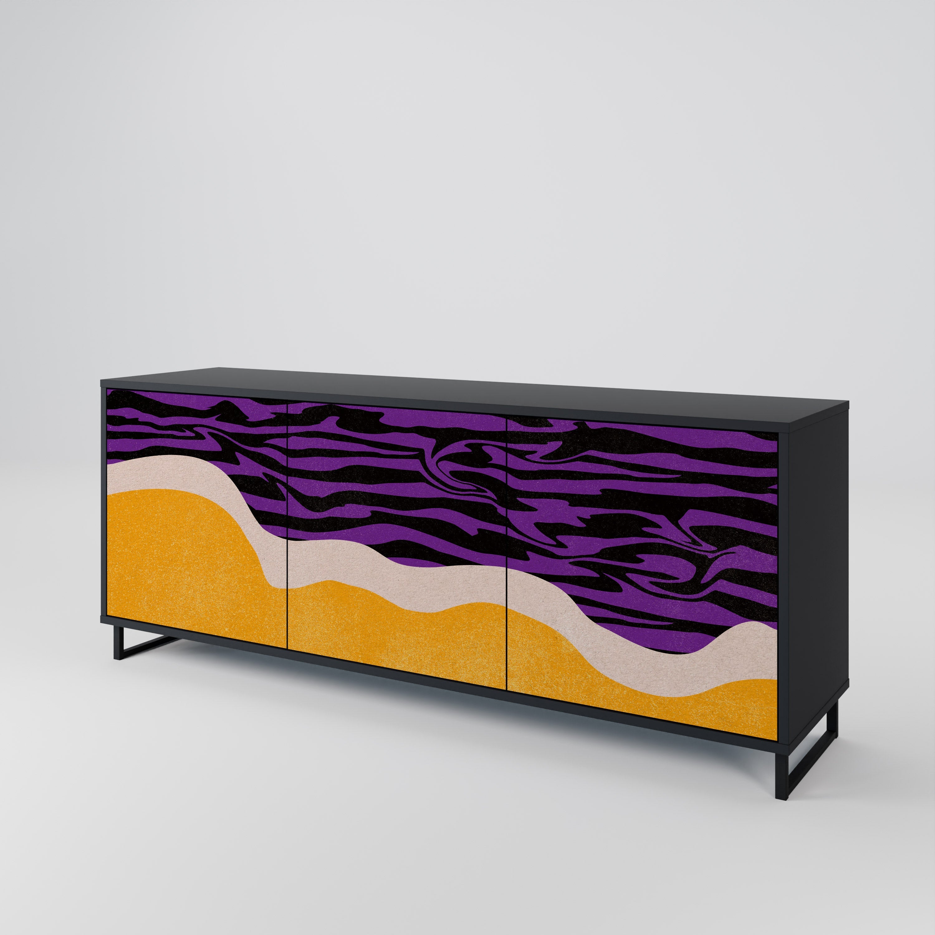 INDEPENDENT BORDER Aparador de 3 Portas em Acabamento Preto