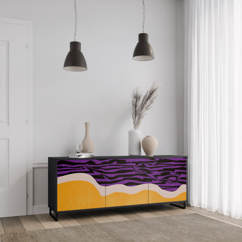 INDEPENDENT BORDER Aparador de 3 Portas em Acabamento Preto