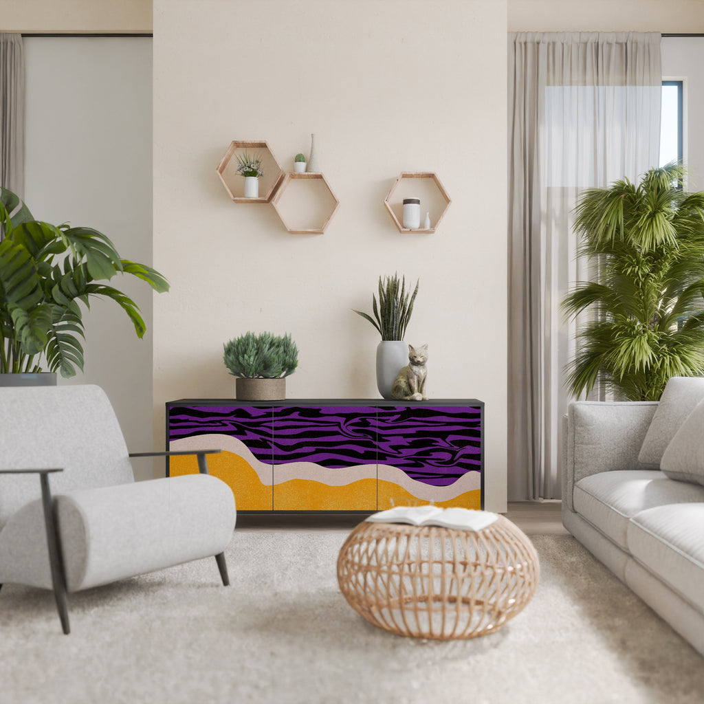 INDEPENDENT BORDER Aparador de 3 Portas em Acabamento Preto