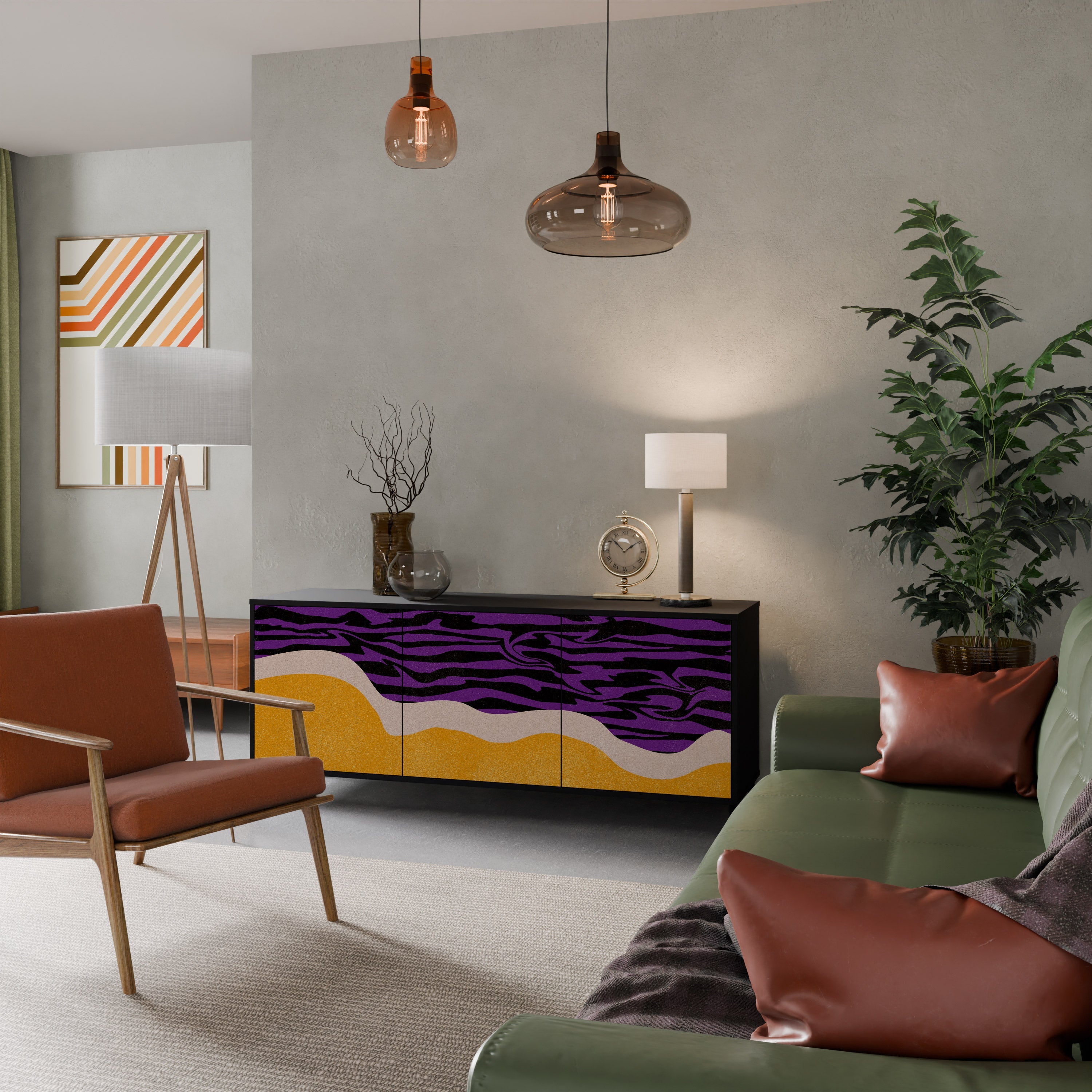 INDEPENDENT BORDER Aparador de 3 Portas em Acabamento Preto