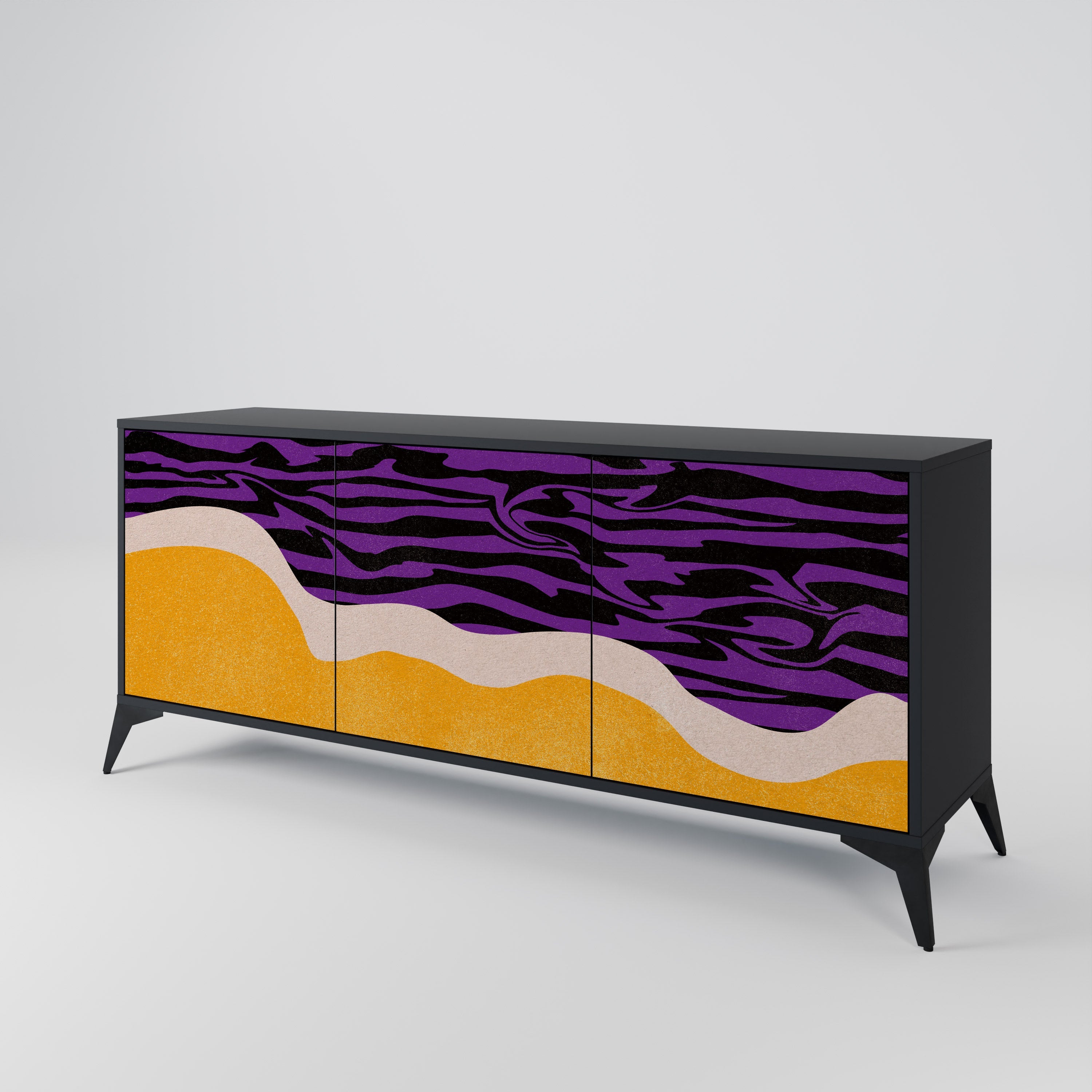 INDEPENDENT BORDER Aparador de 3 Portas em Acabamento Preto