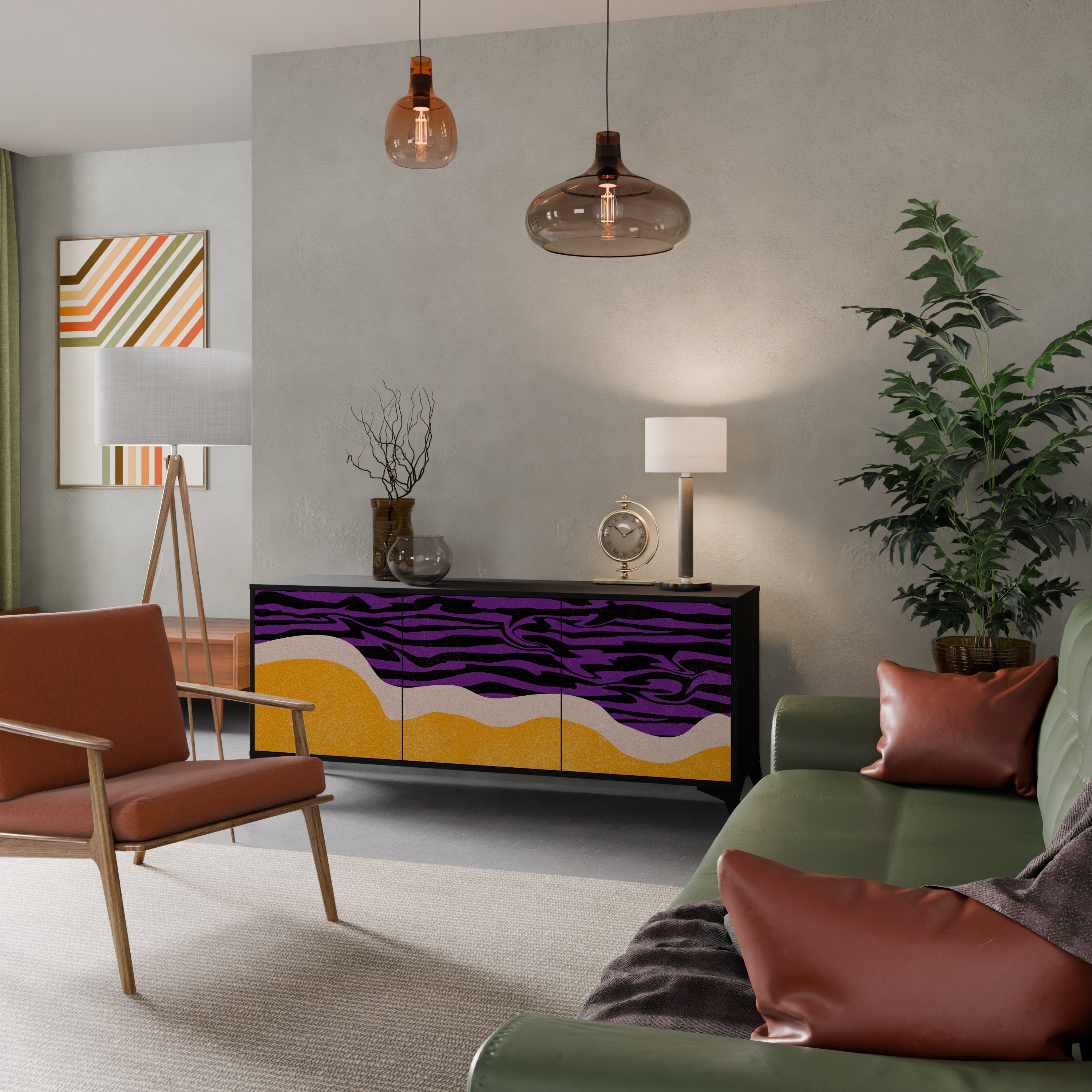 INDEPENDENT BORDER Aparador de 3 Portas em Acabamento Preto