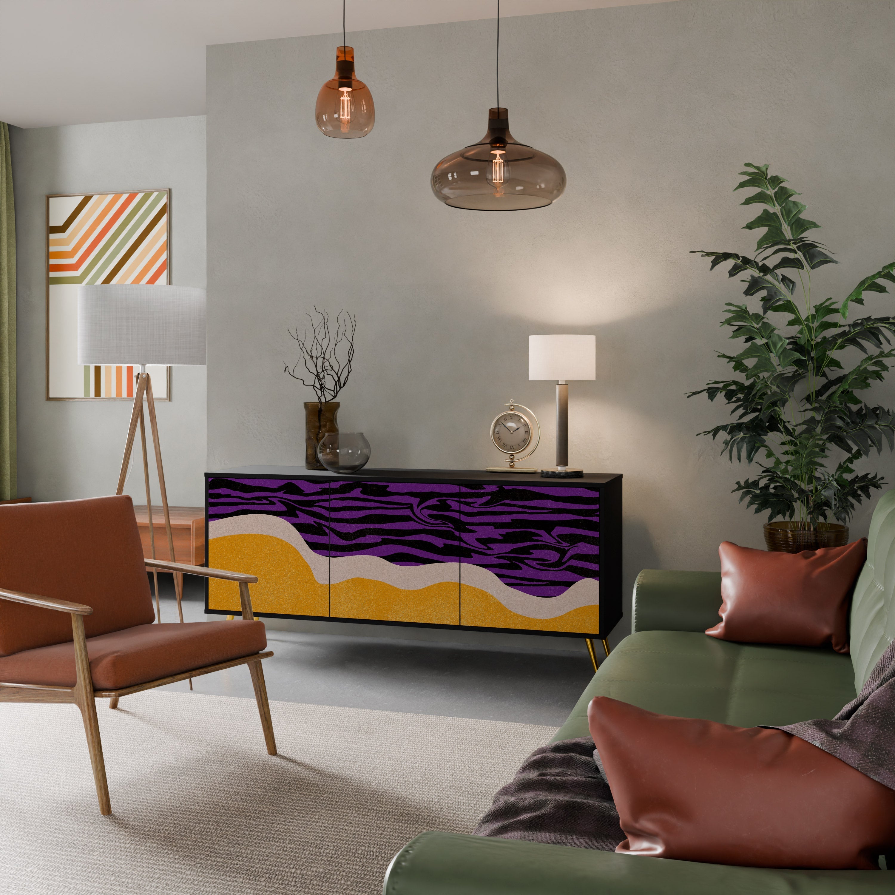 INDEPENDENT BORDER Aparador de 3 Portas em Acabamento Preto