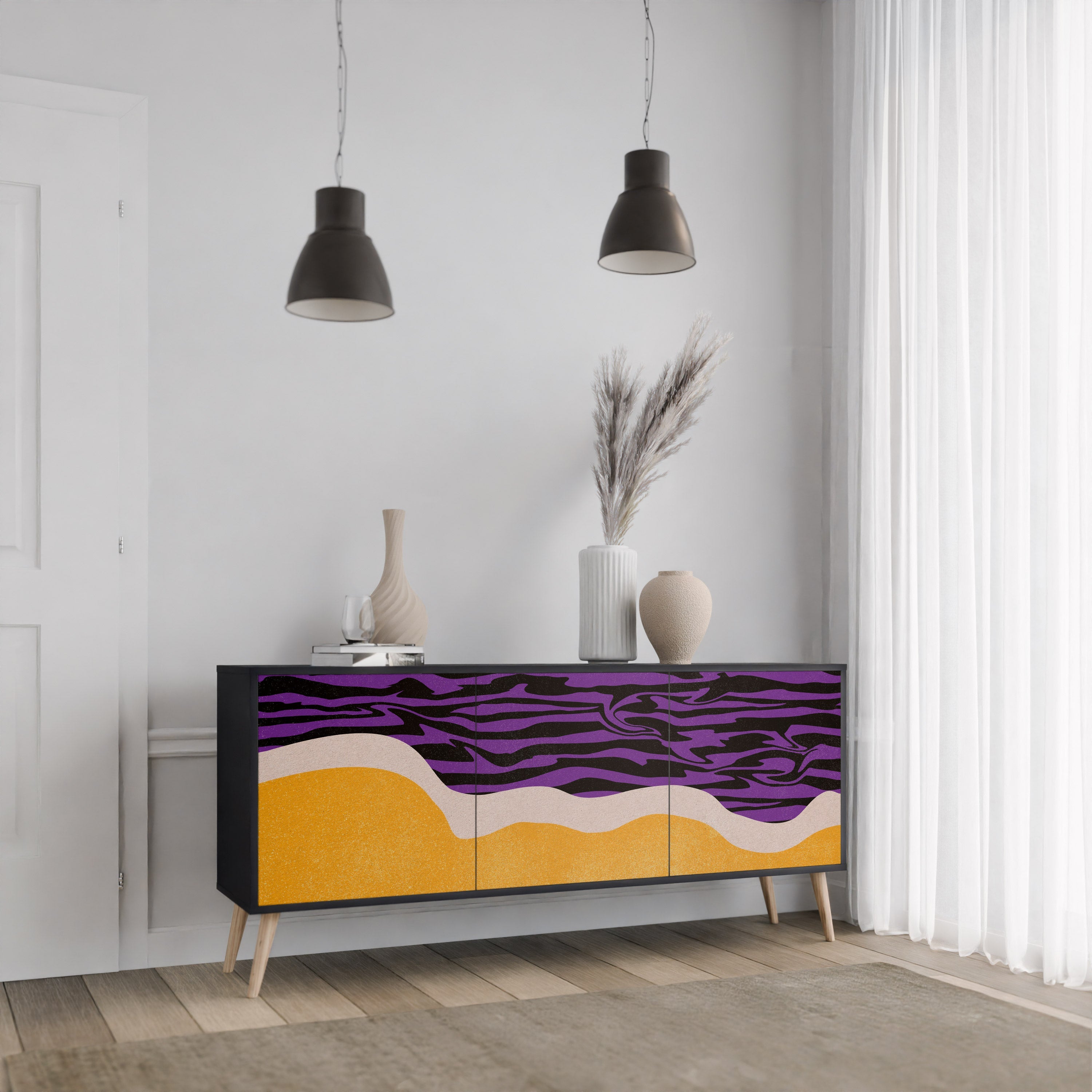 INDEPENDENT BORDER Aparador de 3 Portas em Acabamento Preto