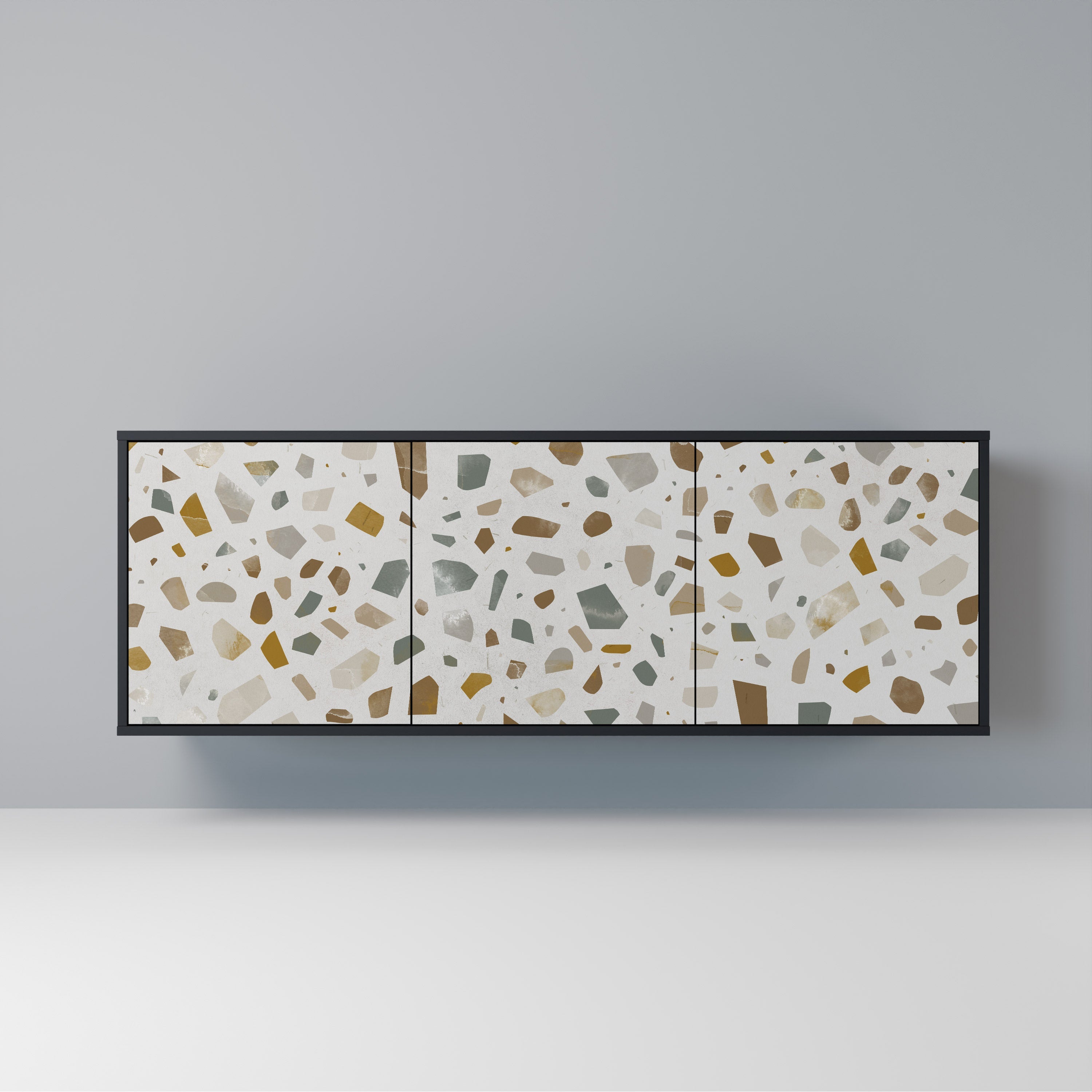 PIECES OF TOMORROW Aparador de 3 Portas em Acabamento Preto