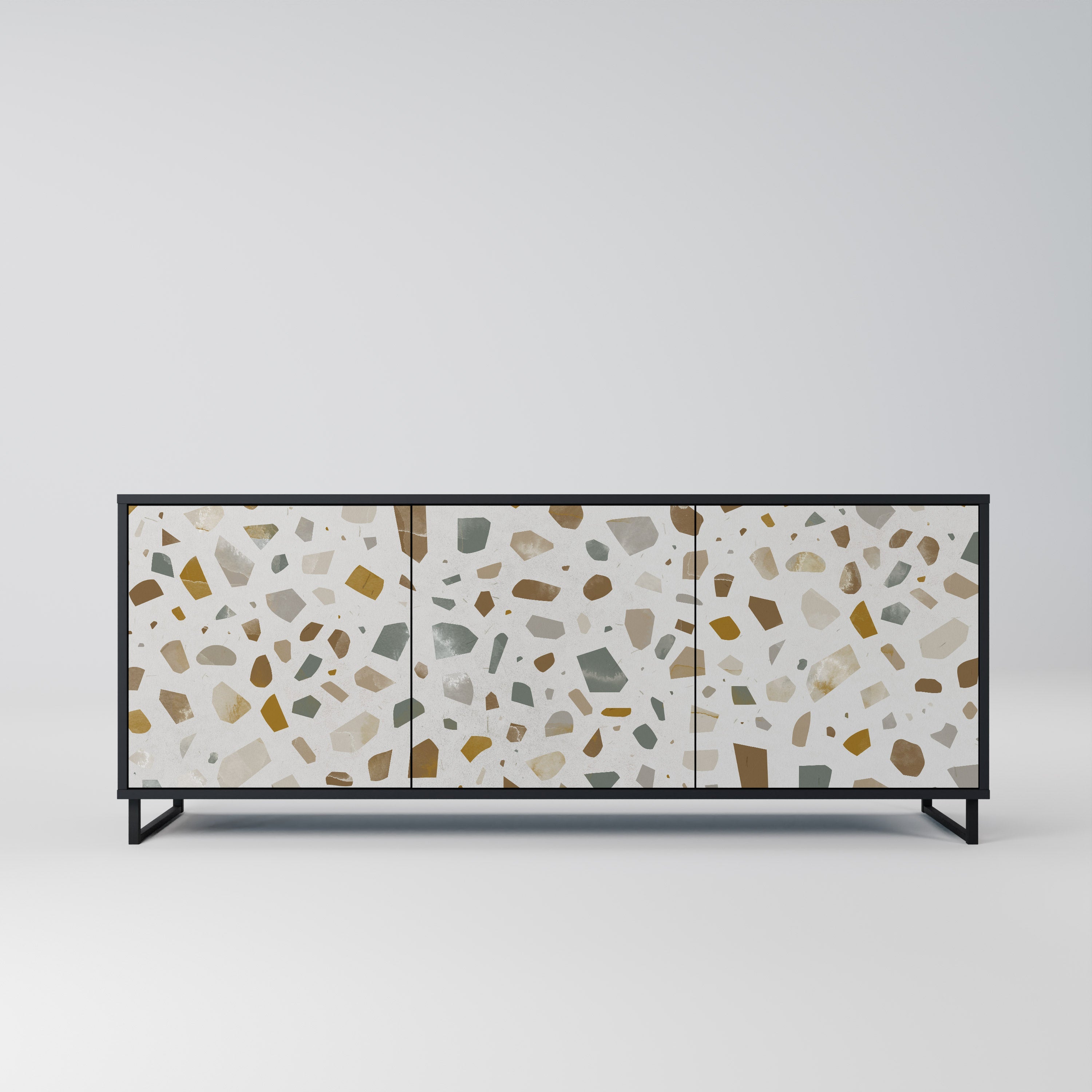 PIECES OF TOMORROW Aparador de 3 Portas em Acabamento Preto