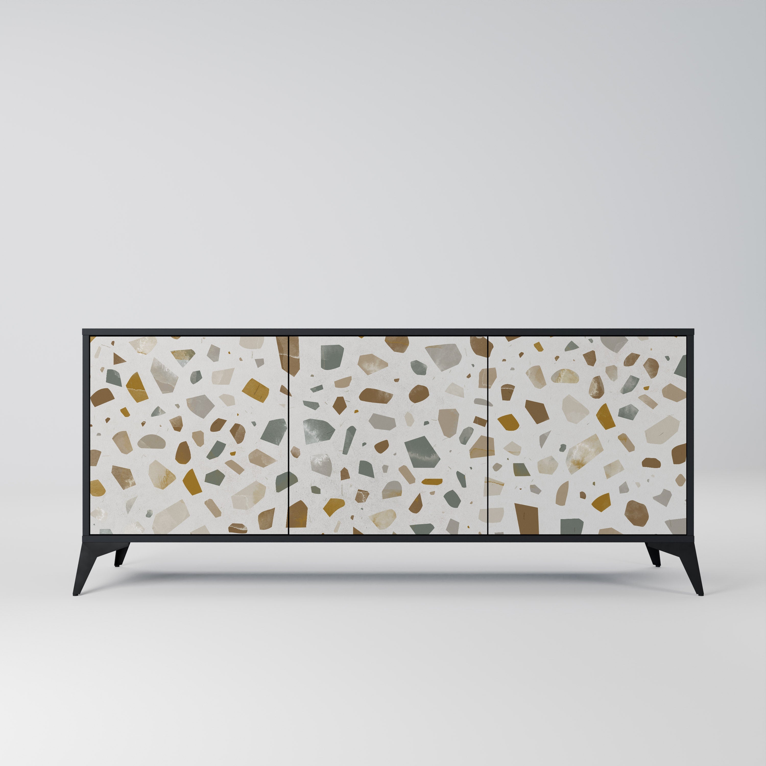 PIECES OF TOMORROW Aparador de 3 Portas em Acabamento Preto