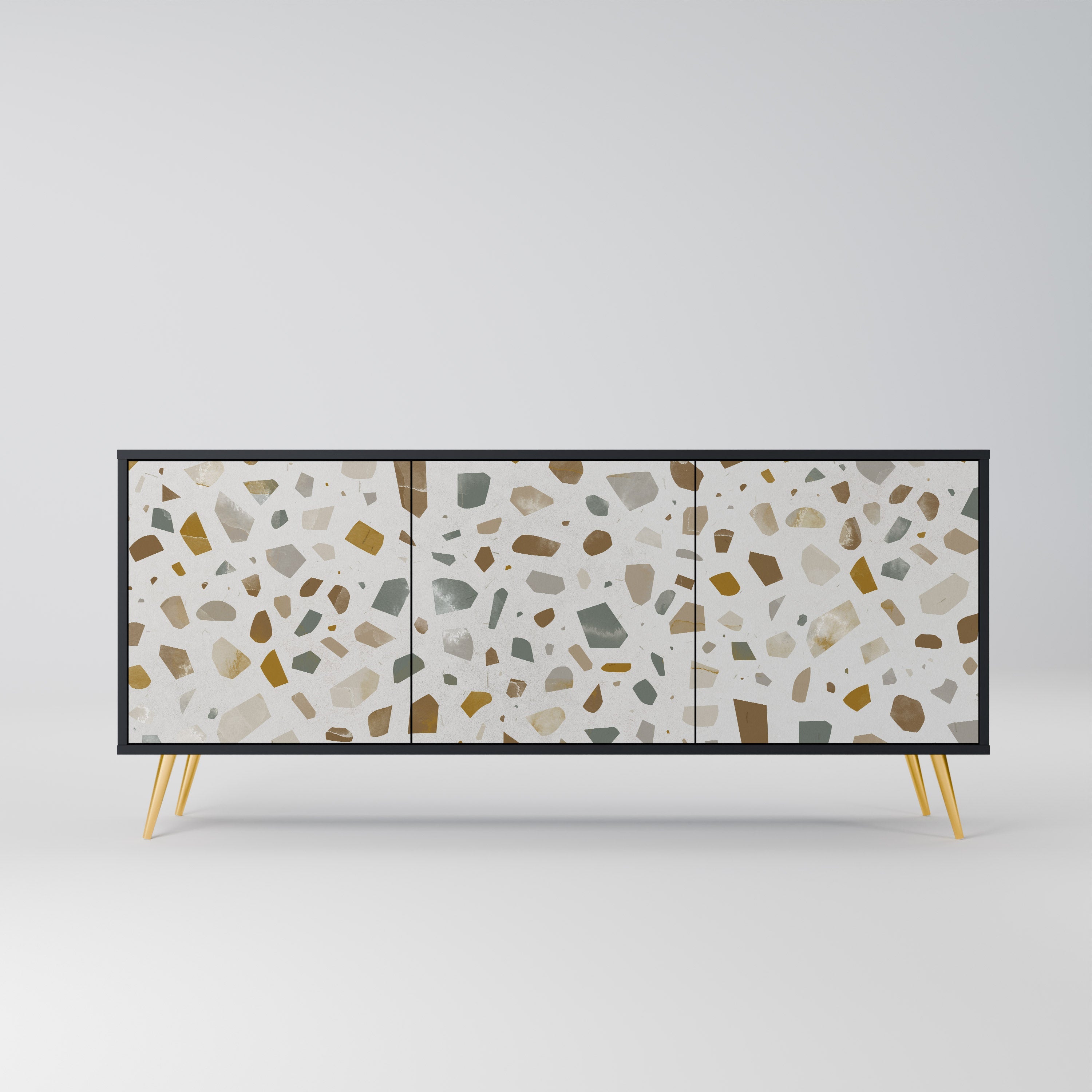 PIECES OF TOMORROW Aparador de 3 Portas em Acabamento Preto