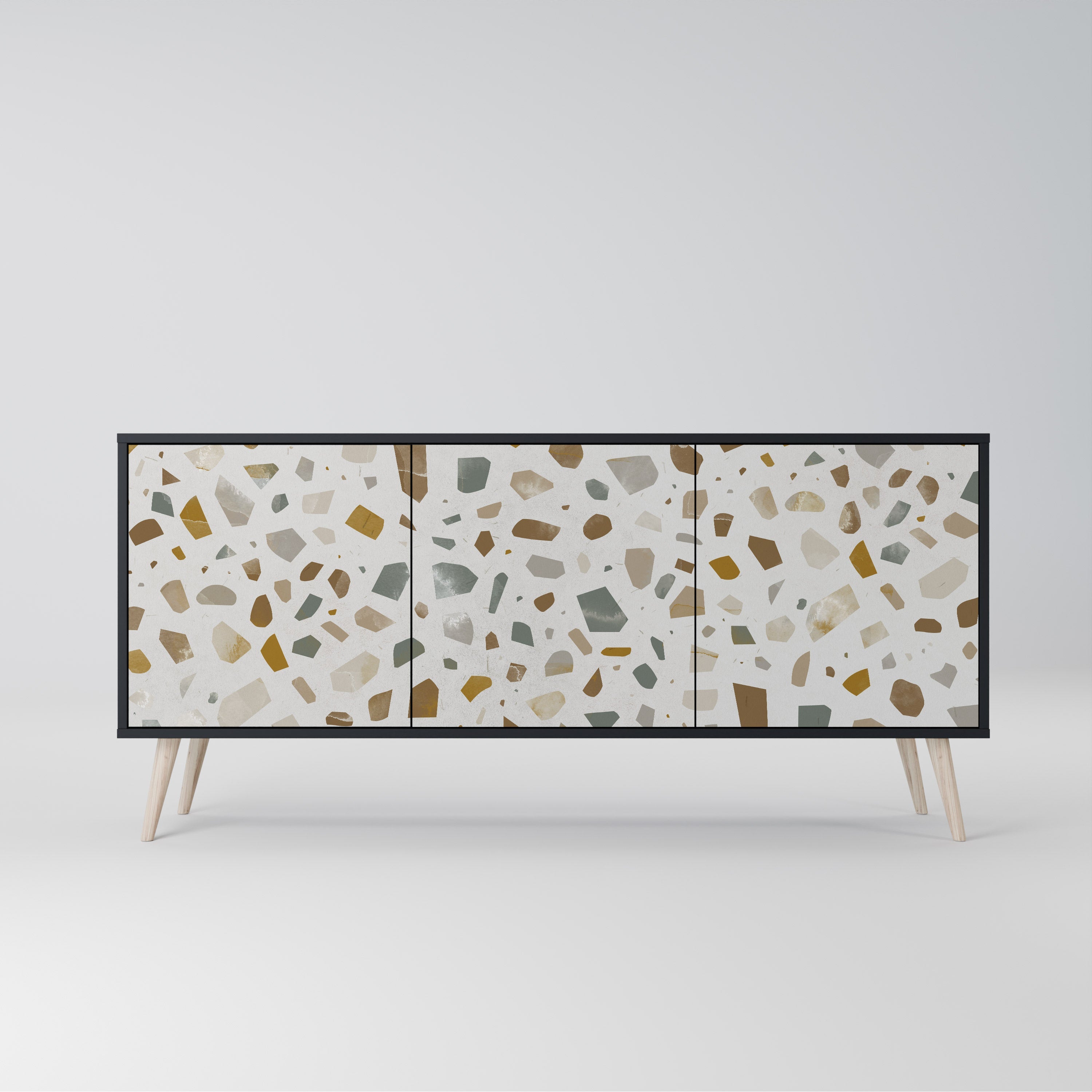 PIECES OF TOMORROW Aparador de 3 Portas em Acabamento Preto