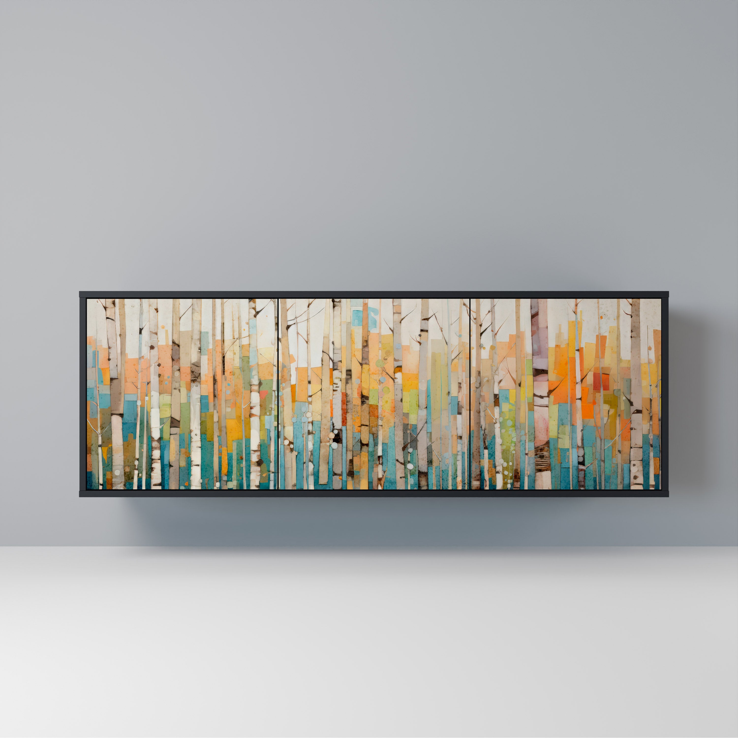 BIRCH KALEIDOSCOPE Aparador de 3 Portas em Acabamento Preto