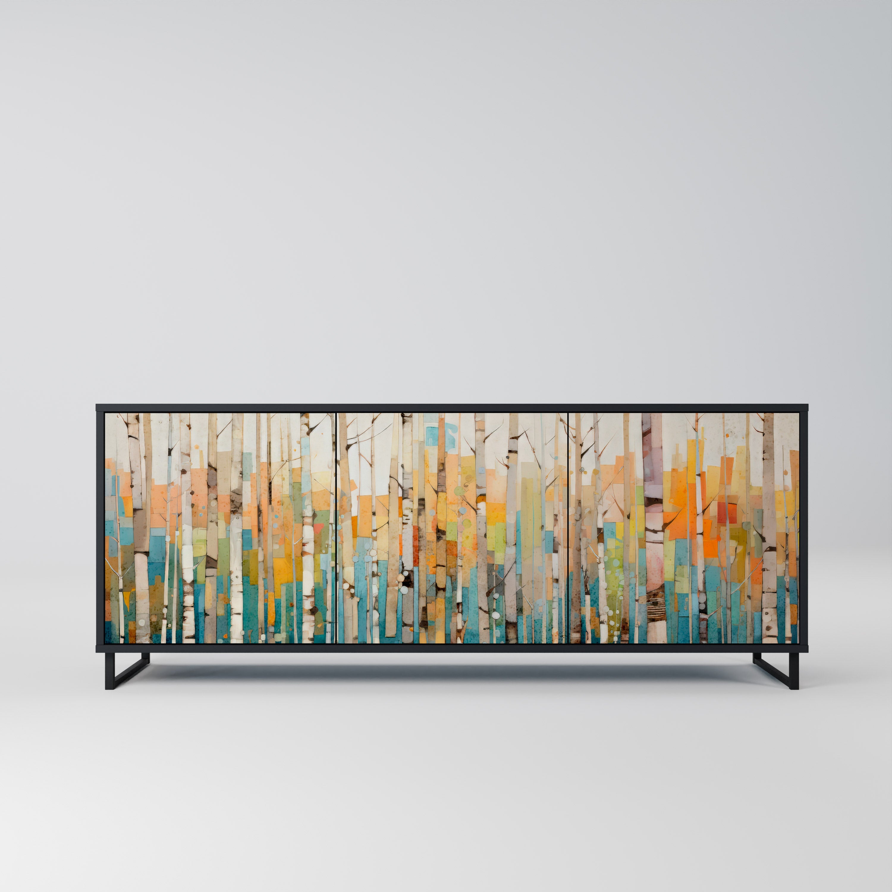 BIRCH KALEIDOSCOPE Aparador de 3 Portas em Acabamento Preto