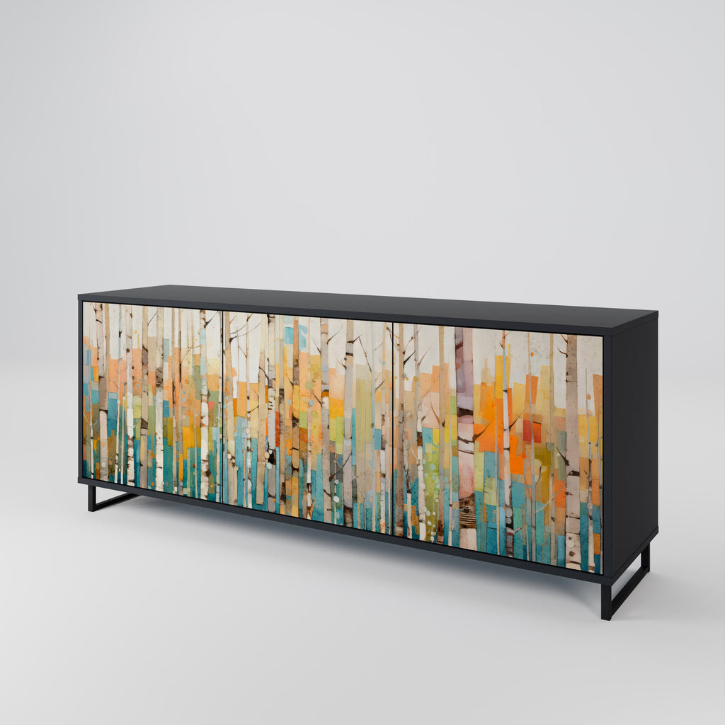 BIRCH KALEIDOSCOPE 3-Door Sideboard in Black Finish