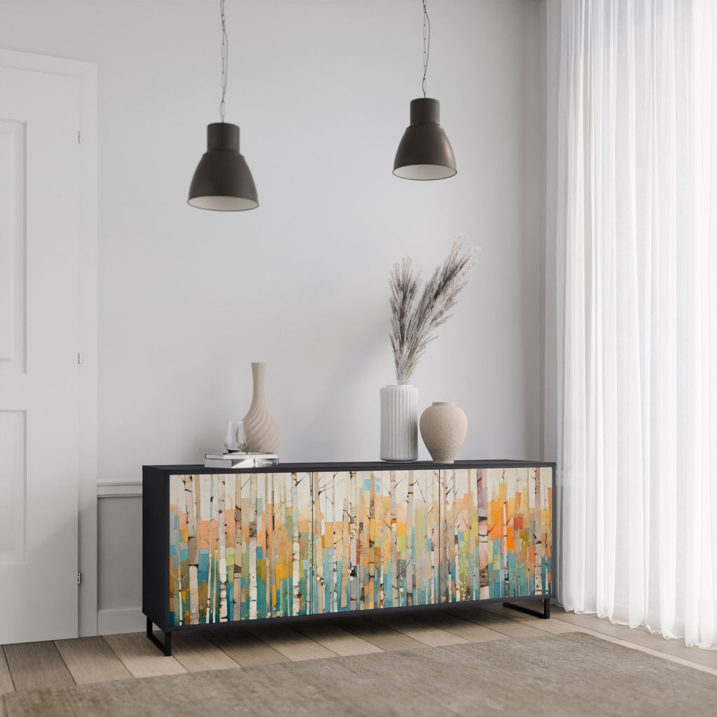 BIRCH KALEIDOSCOPE 3-Door Sideboard in Black Finish