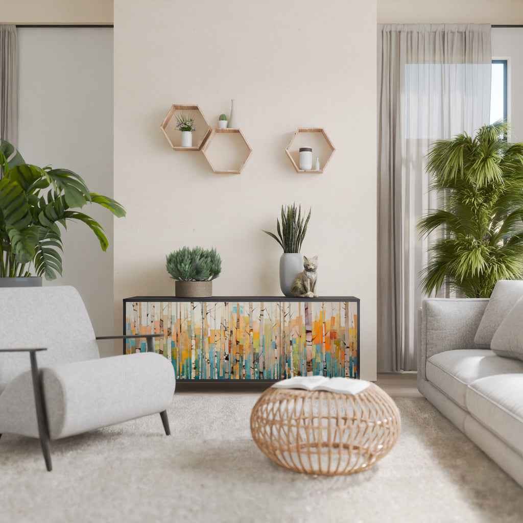 BIRCH KALEIDOSCOPE 3-Door Sideboard in Black Finish