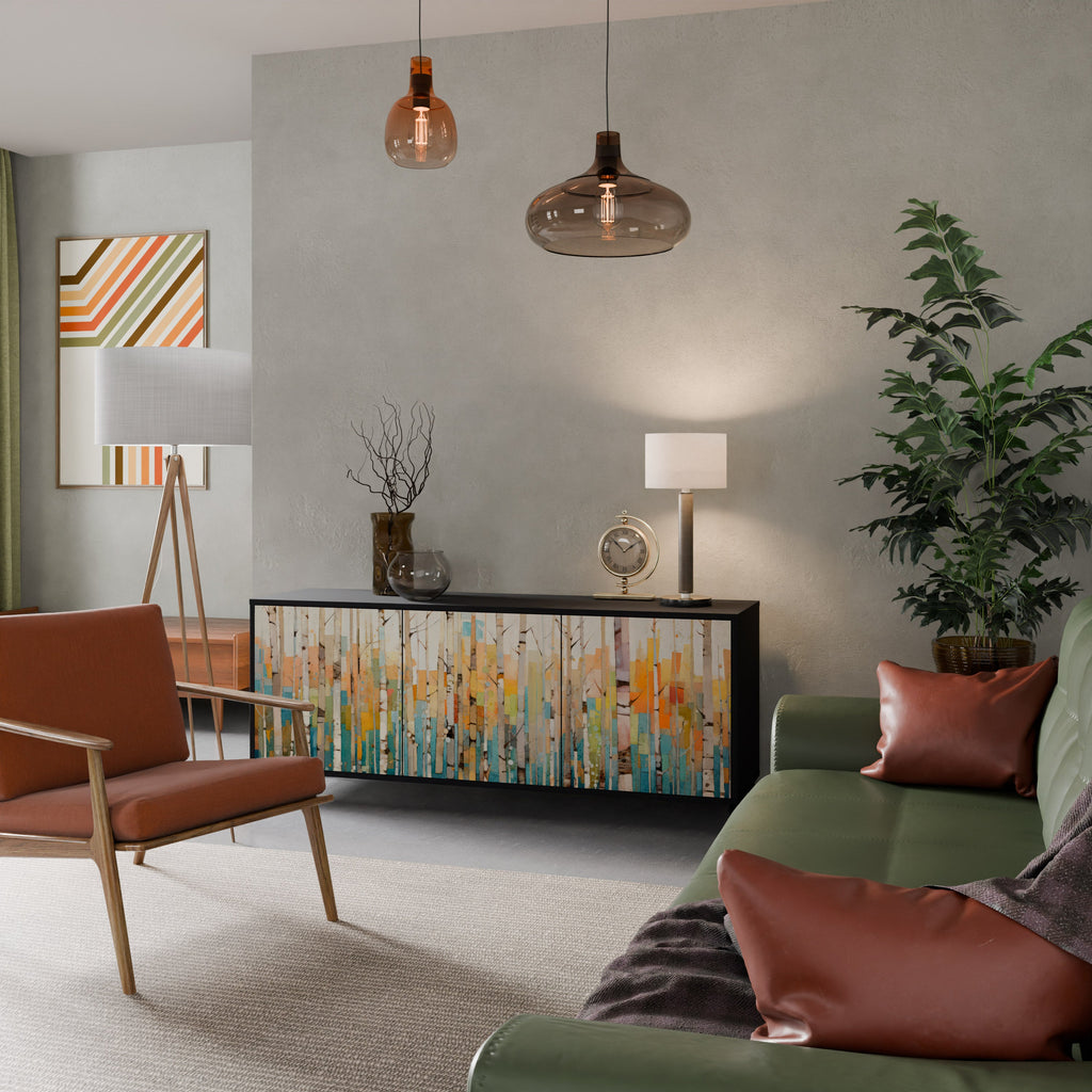 BIRCH KALEIDOSCOPE 3-Door Sideboard in Black Finish