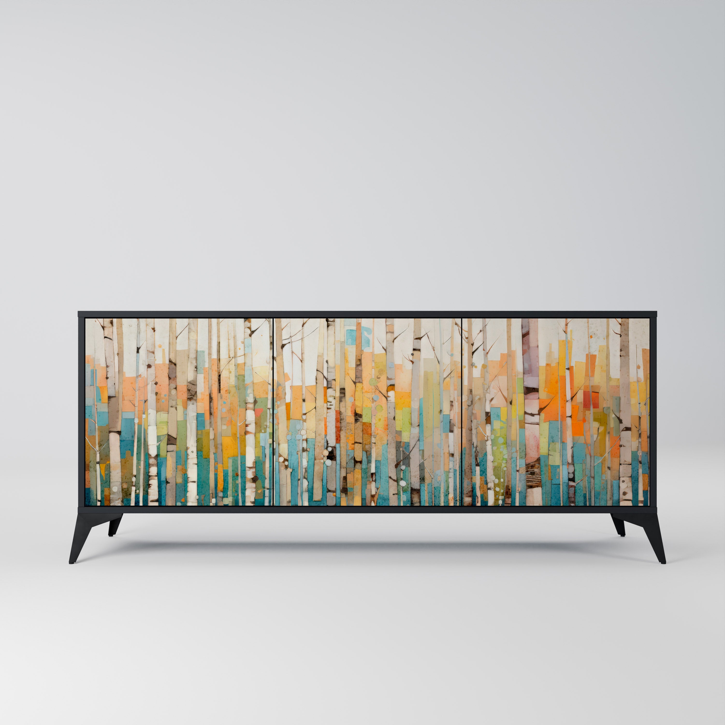 BIRCH KALEIDOSCOPE Aparador de 3 Portas em Acabamento Preto