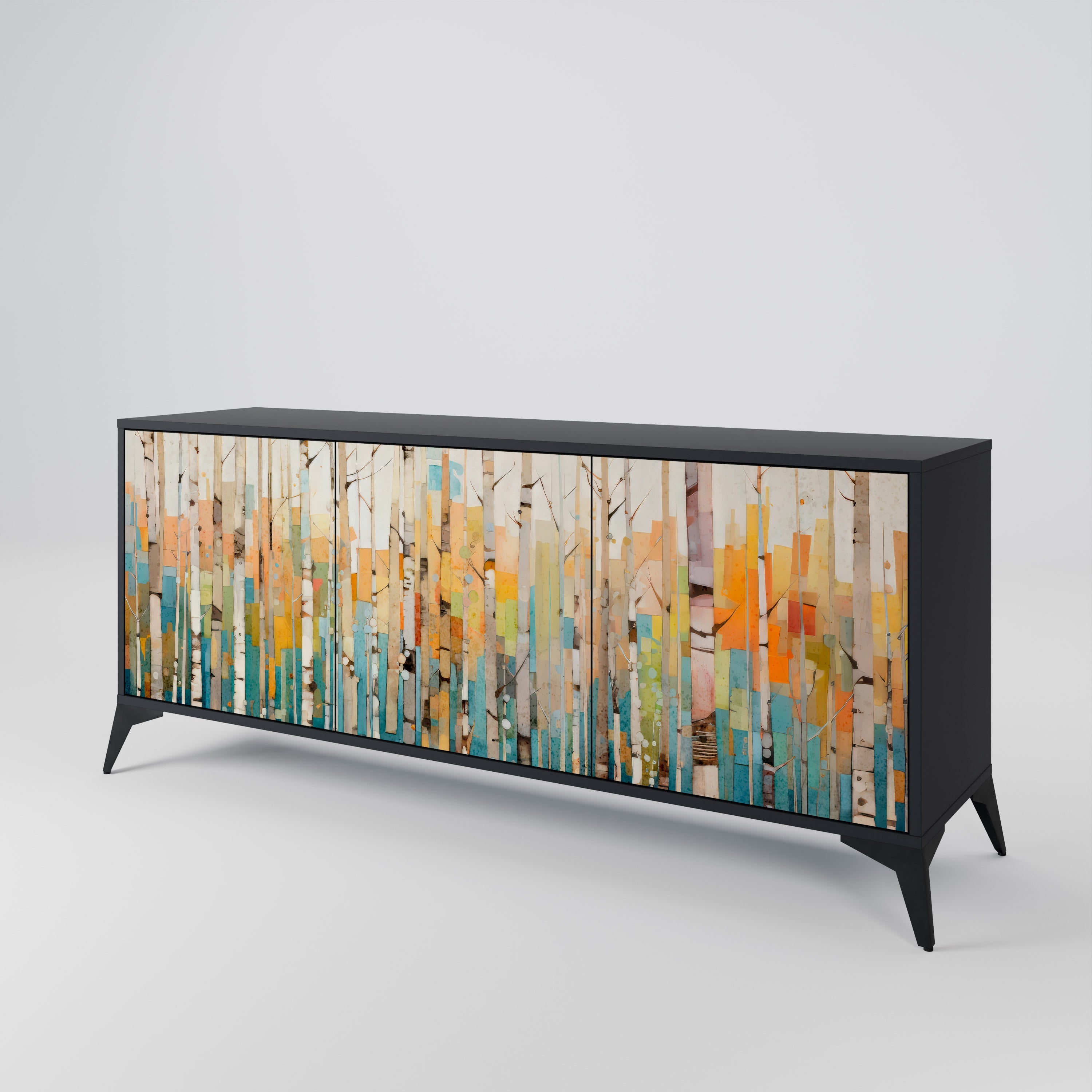 BIRCH KALEIDOSCOPE 3-Door Sideboard in Black Finish
