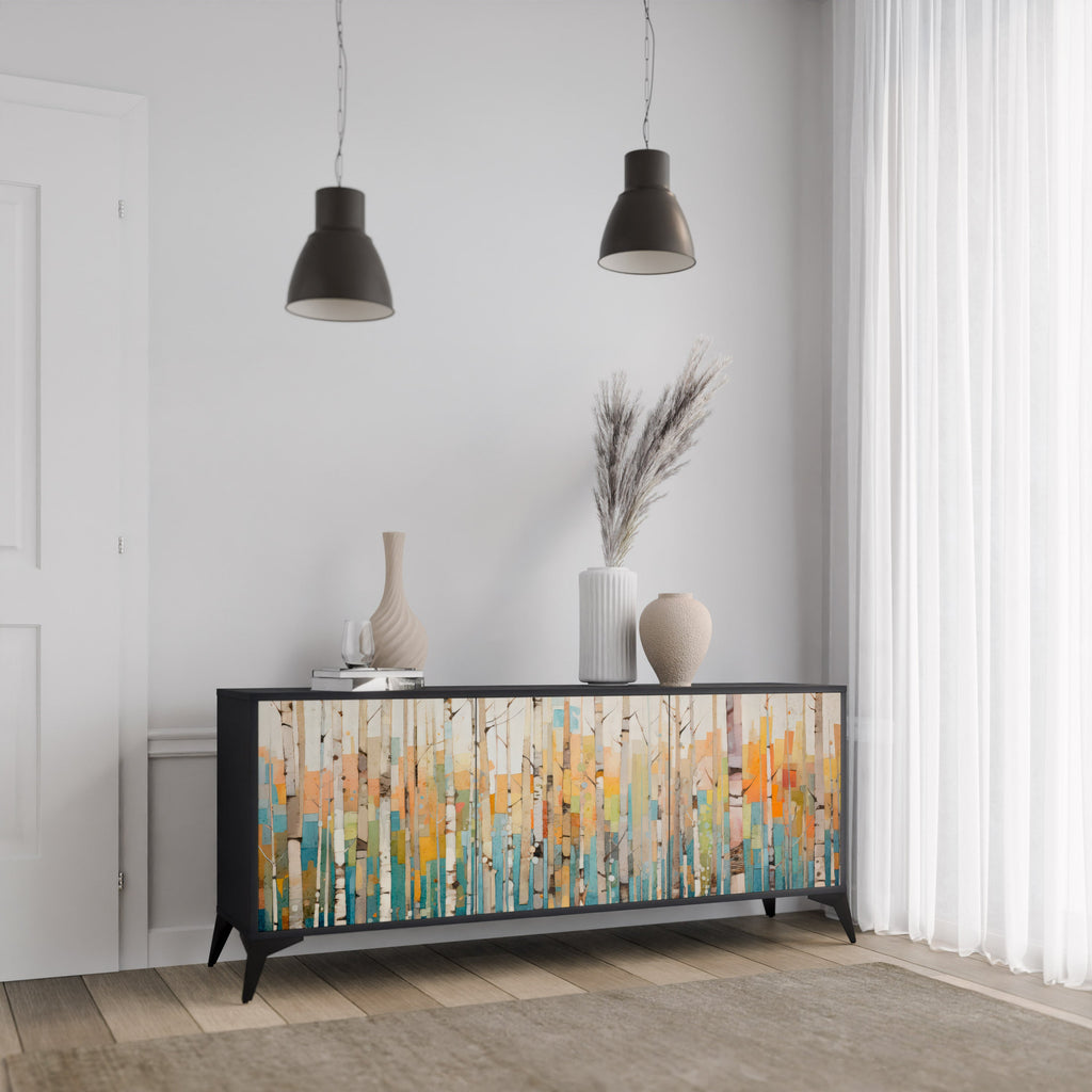 BIRCH KALEIDOSCOPE 3-Door Sideboard in Black Finish