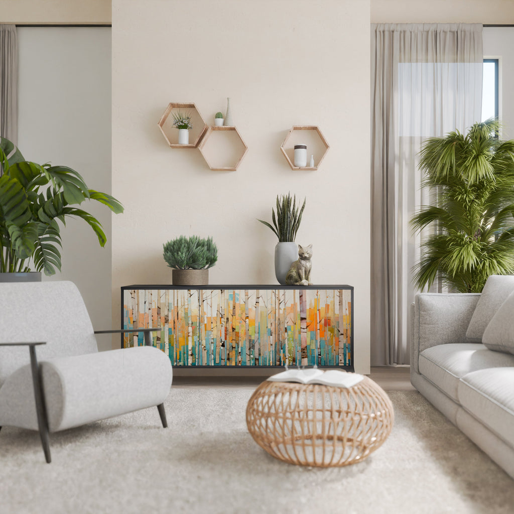 BIRCH KALEIDOSCOPE 3-Door Sideboard in Black Finish