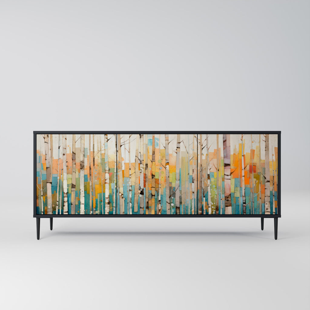 BIRCH KALEIDOSCOPE 3-Door Sideboard in Black Finish
